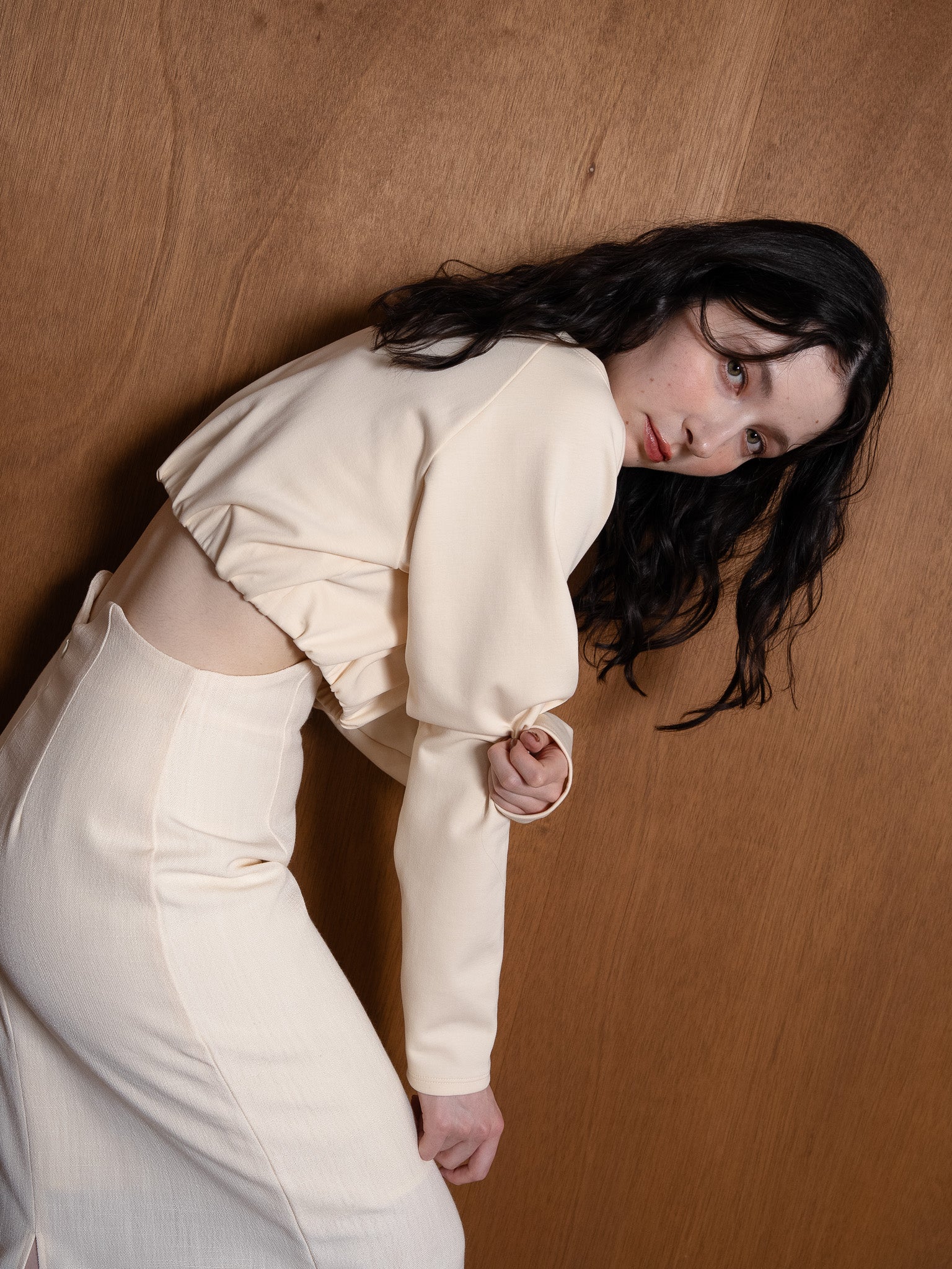 fringe high waist skirt / ivory