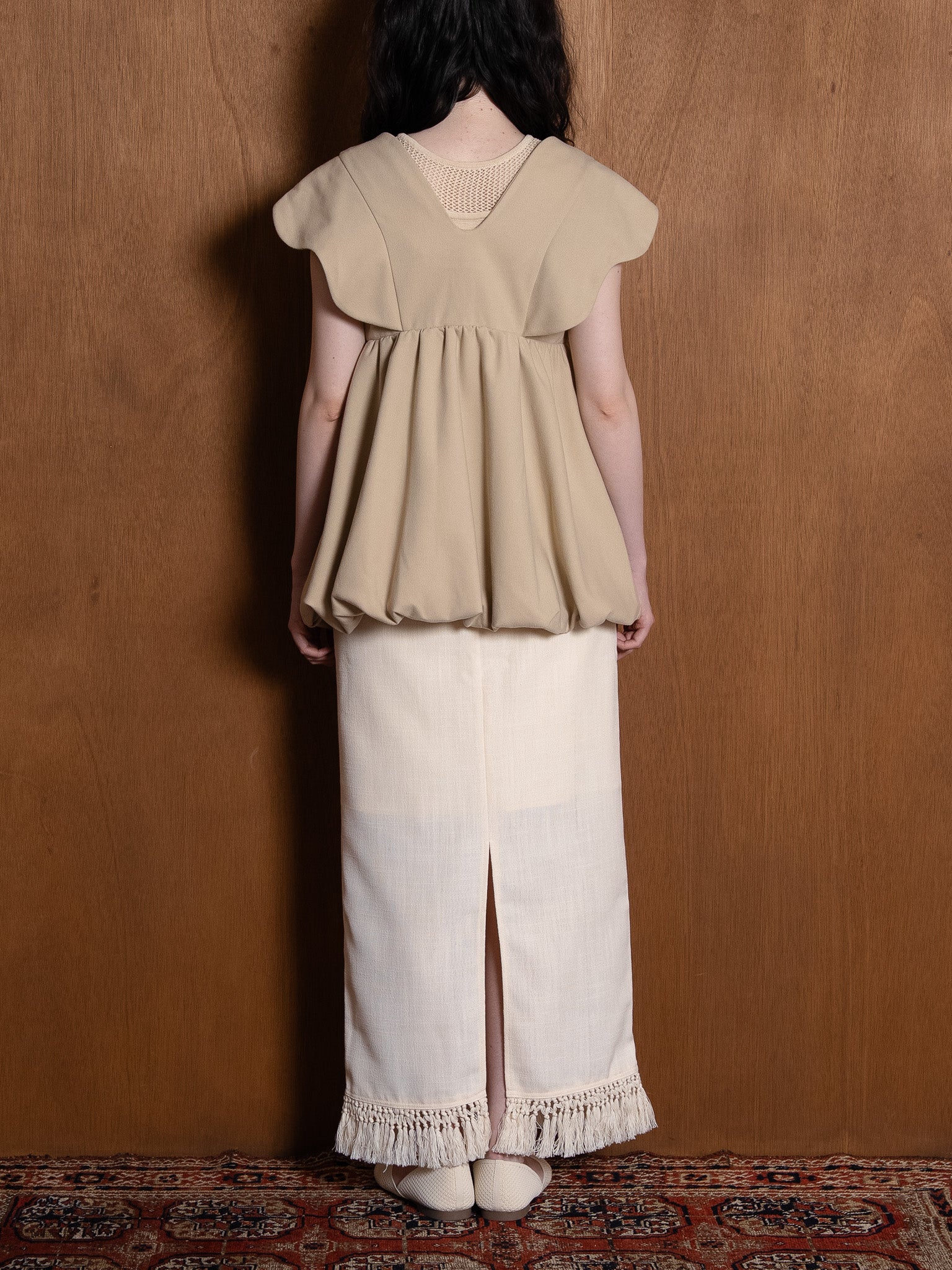 nuance collar short gilet / beige