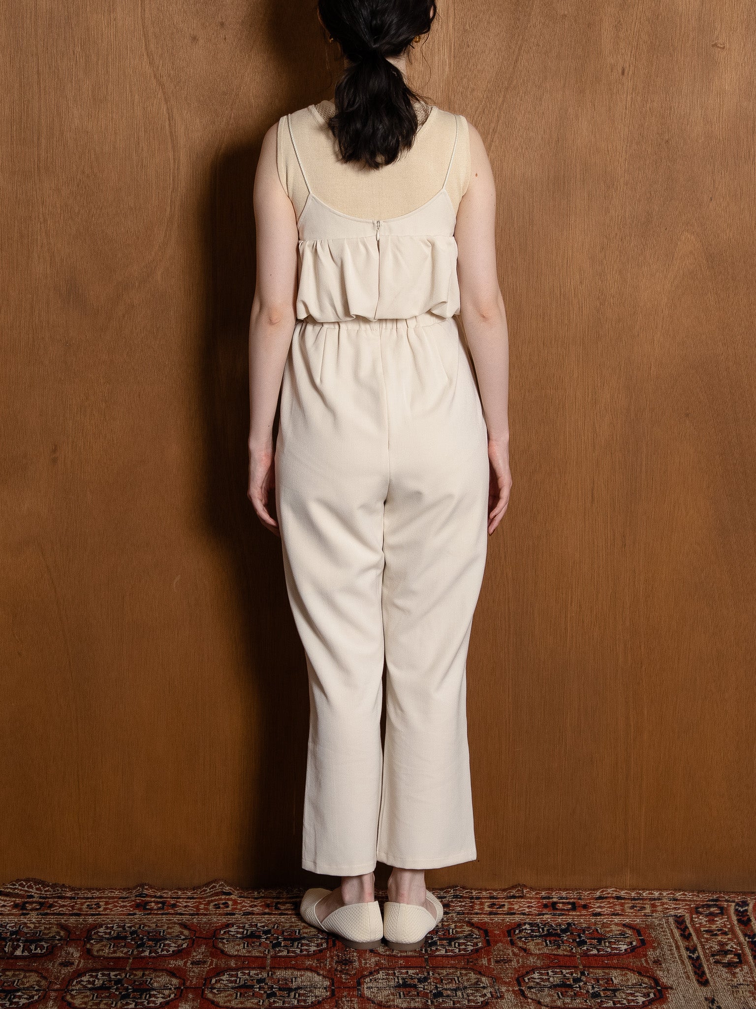 balloon camisole overalls / ivory