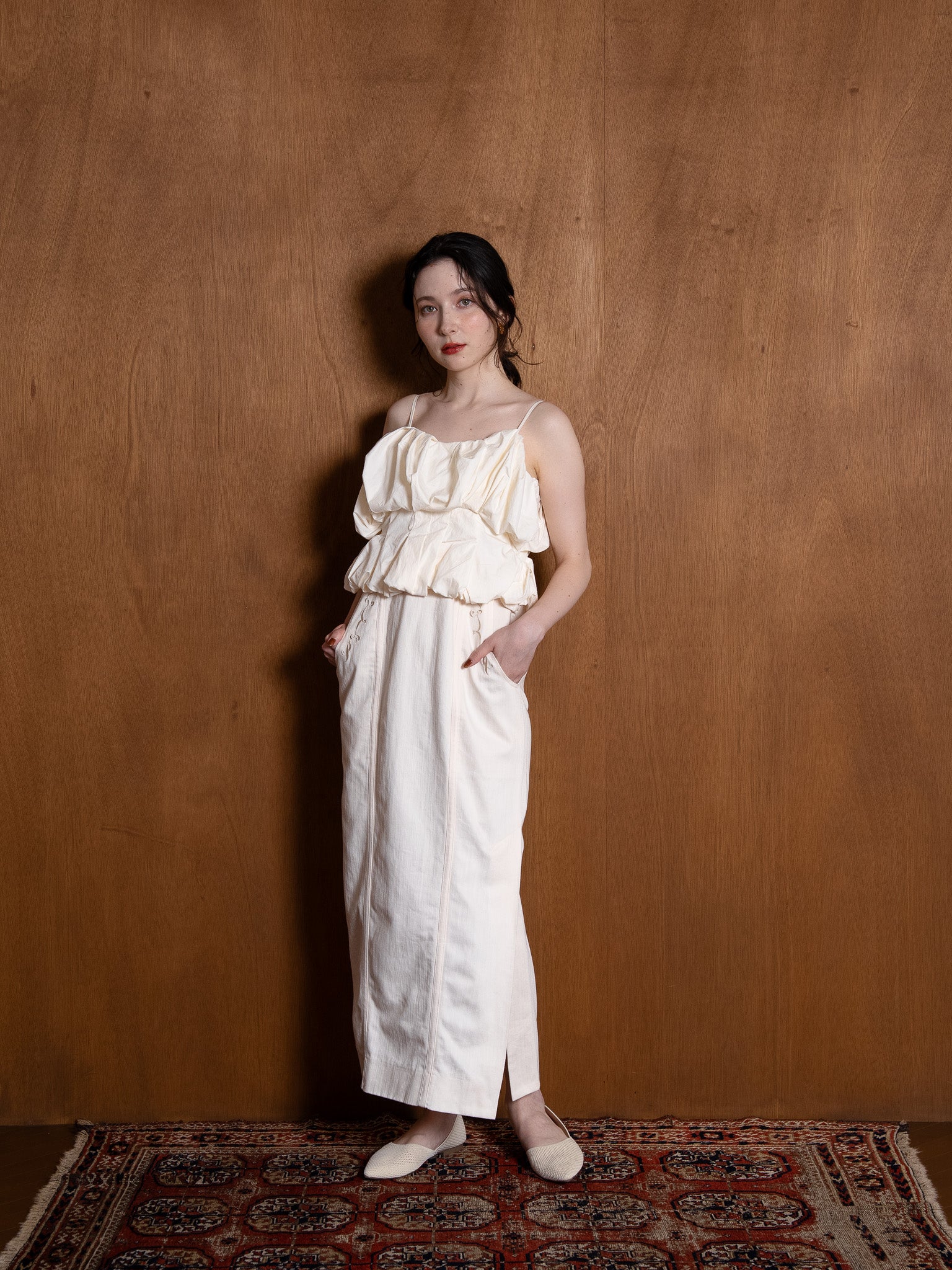 cotton swell cami one-piece / ivory