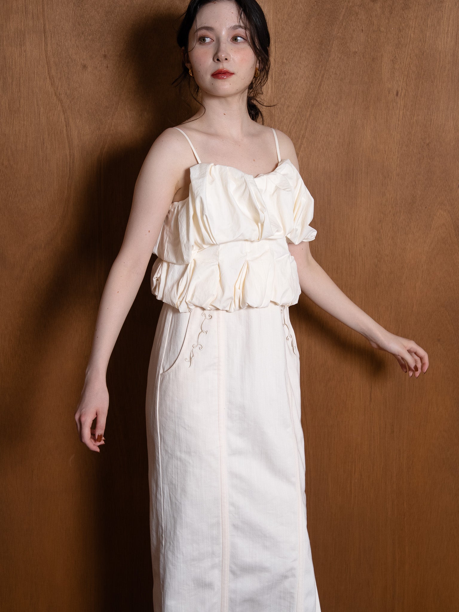 cotton swell cami one-piece / ivory