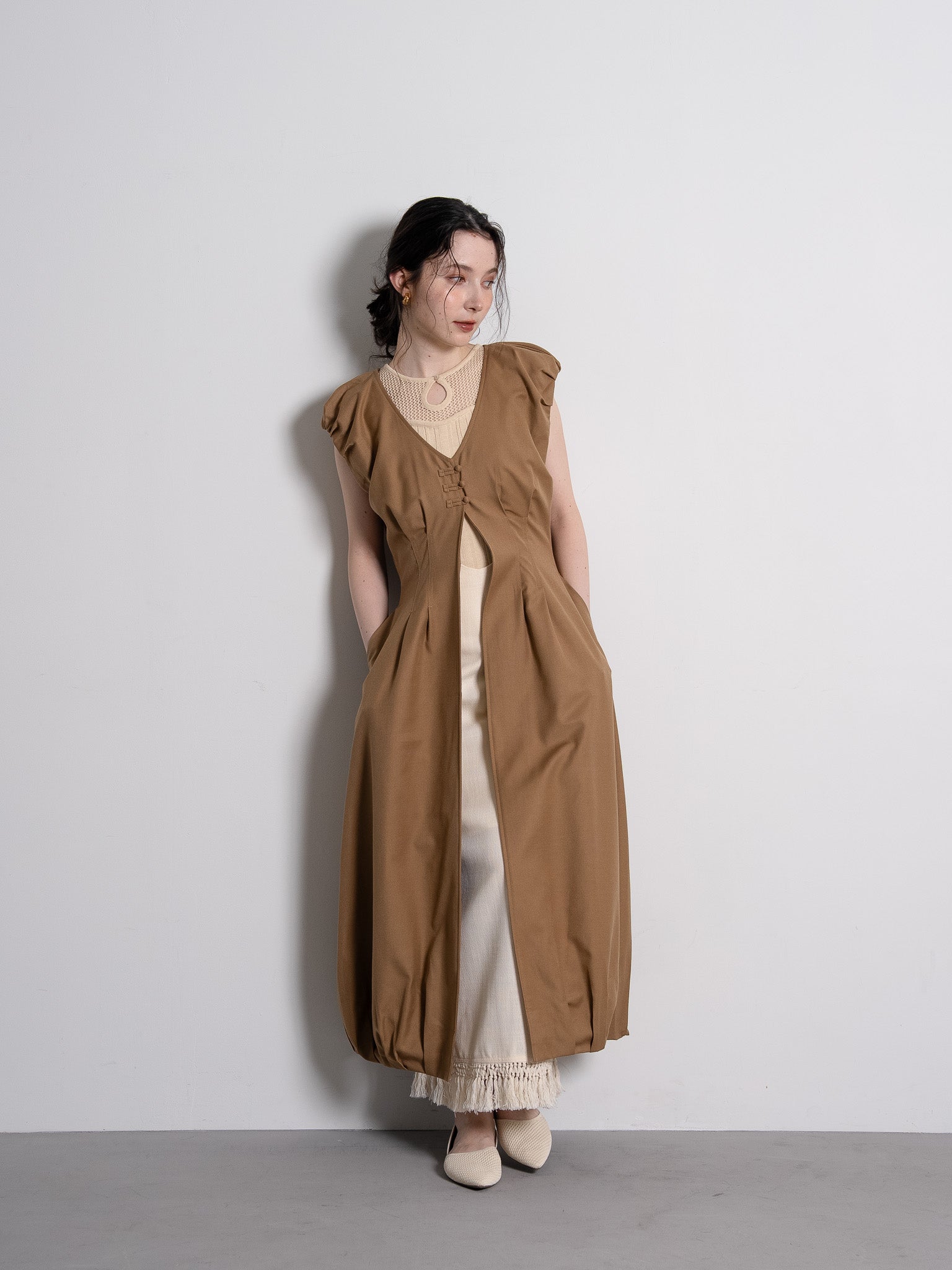 balloon loop gilet / brown