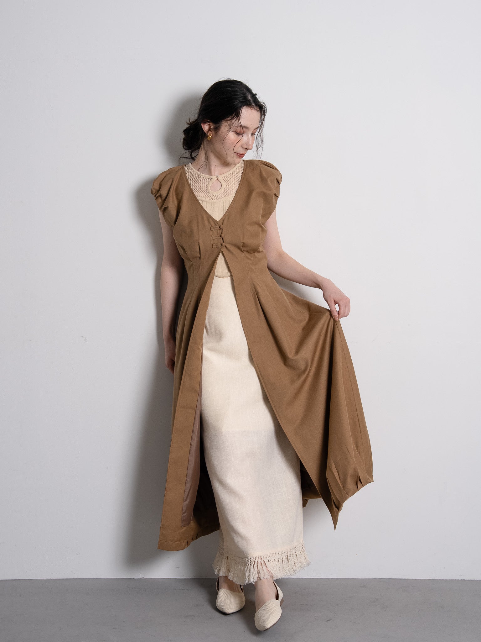 balloon loop gilet / brown