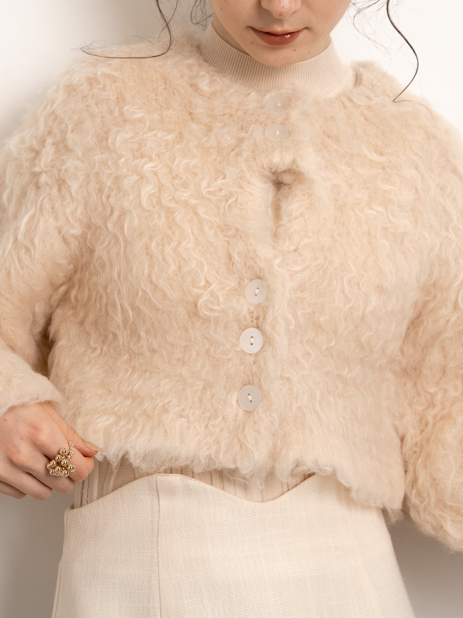 shaggy knit short cardigan