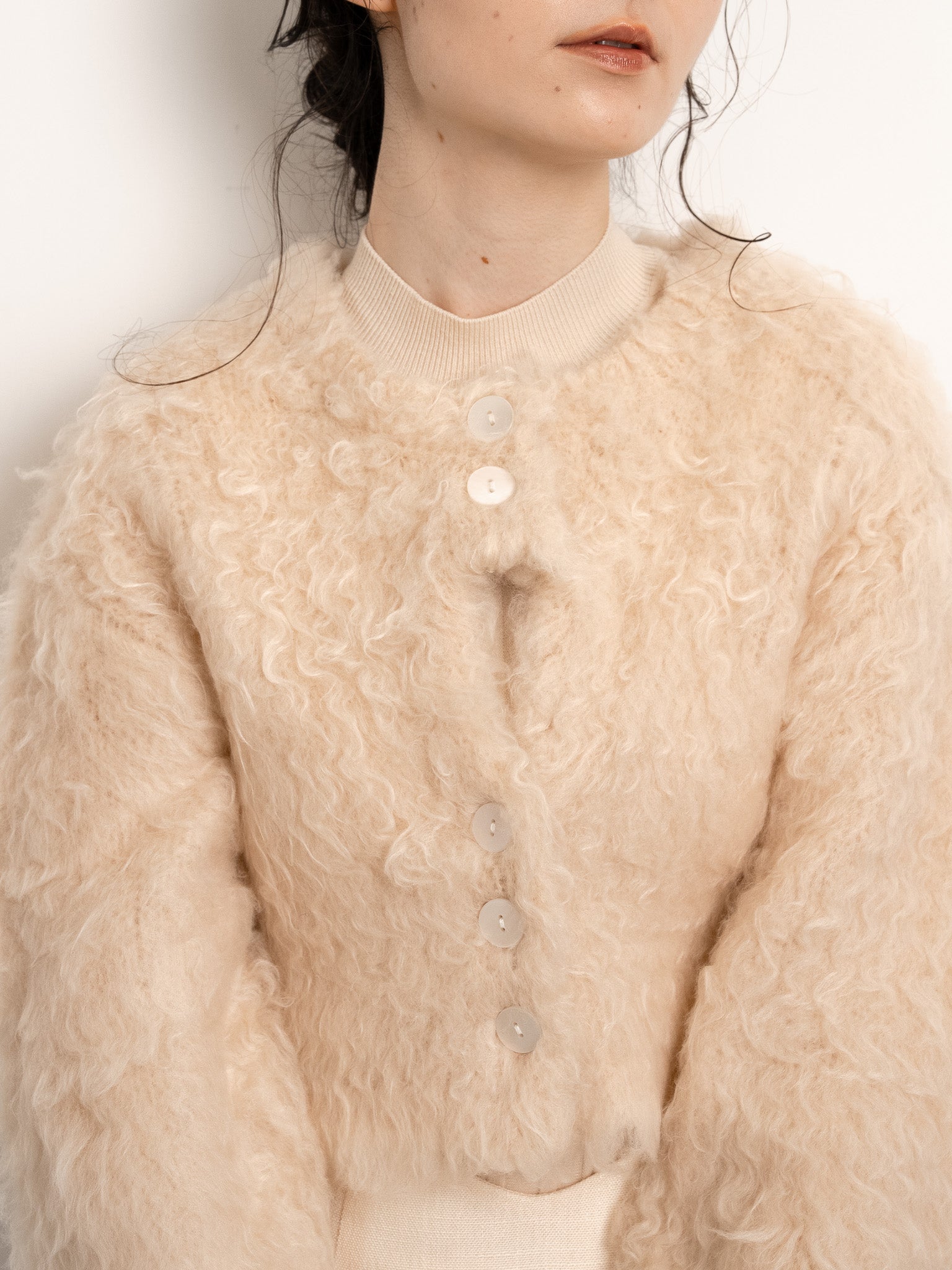 shaggy knit short cardigan