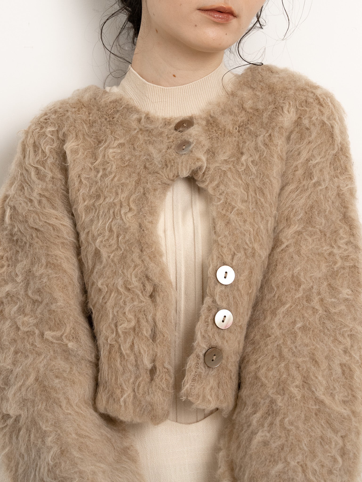 shaggy knit short cardigan