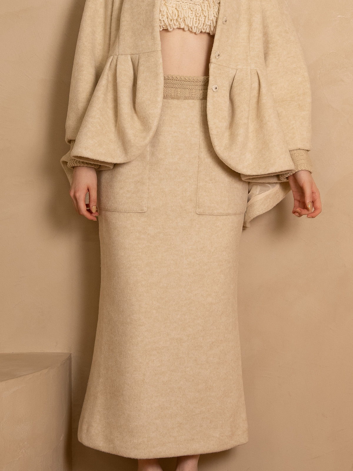 layered knit skirt