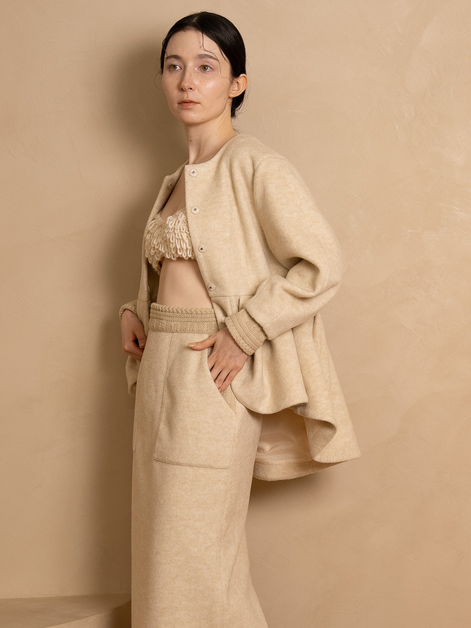 layered knit jacket