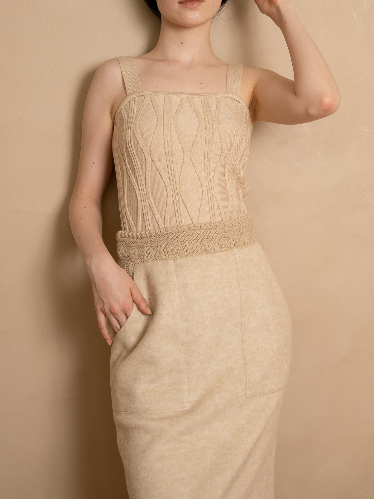 layered knit skirt