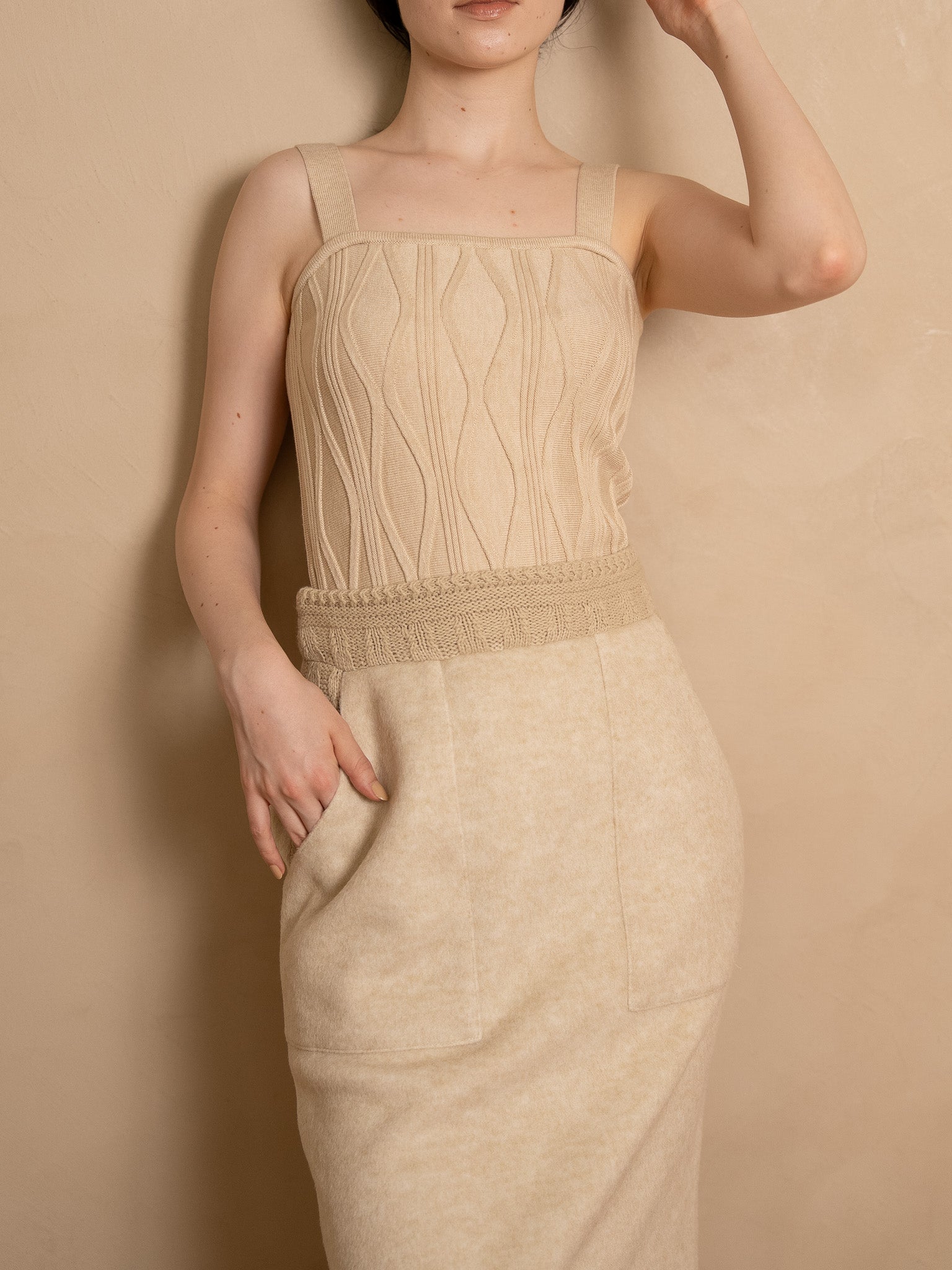 nuance square knit tank-top