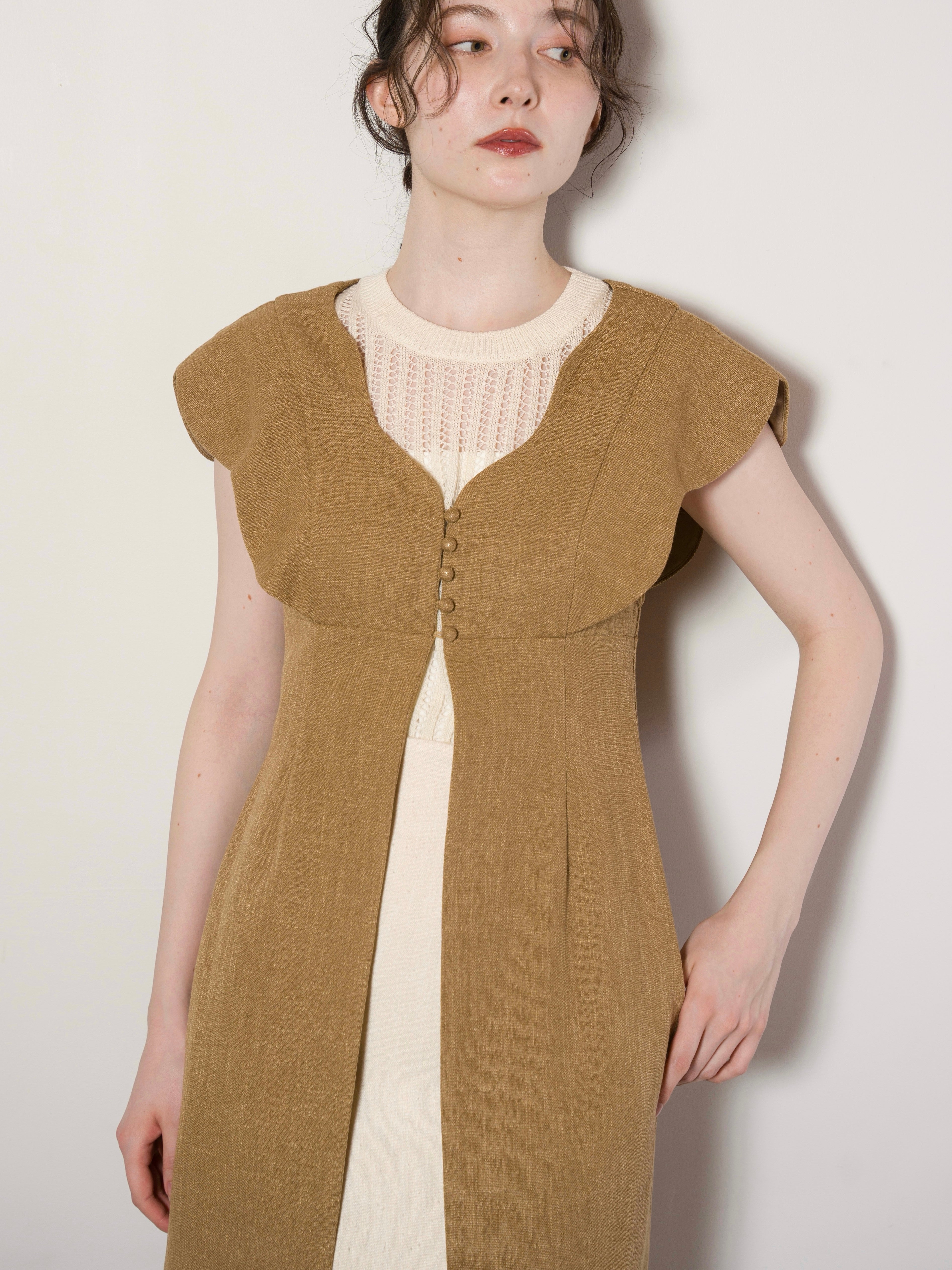nuance collar gilet / brown