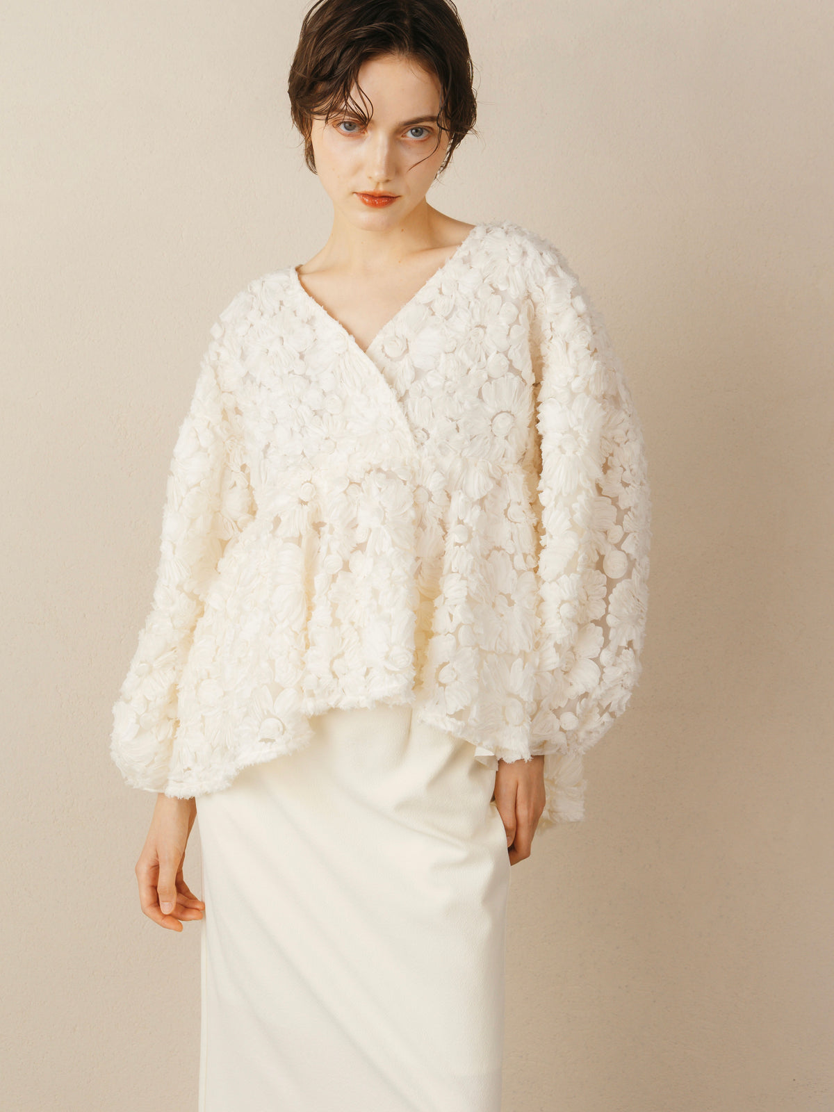 Flower Motif Gather Tops