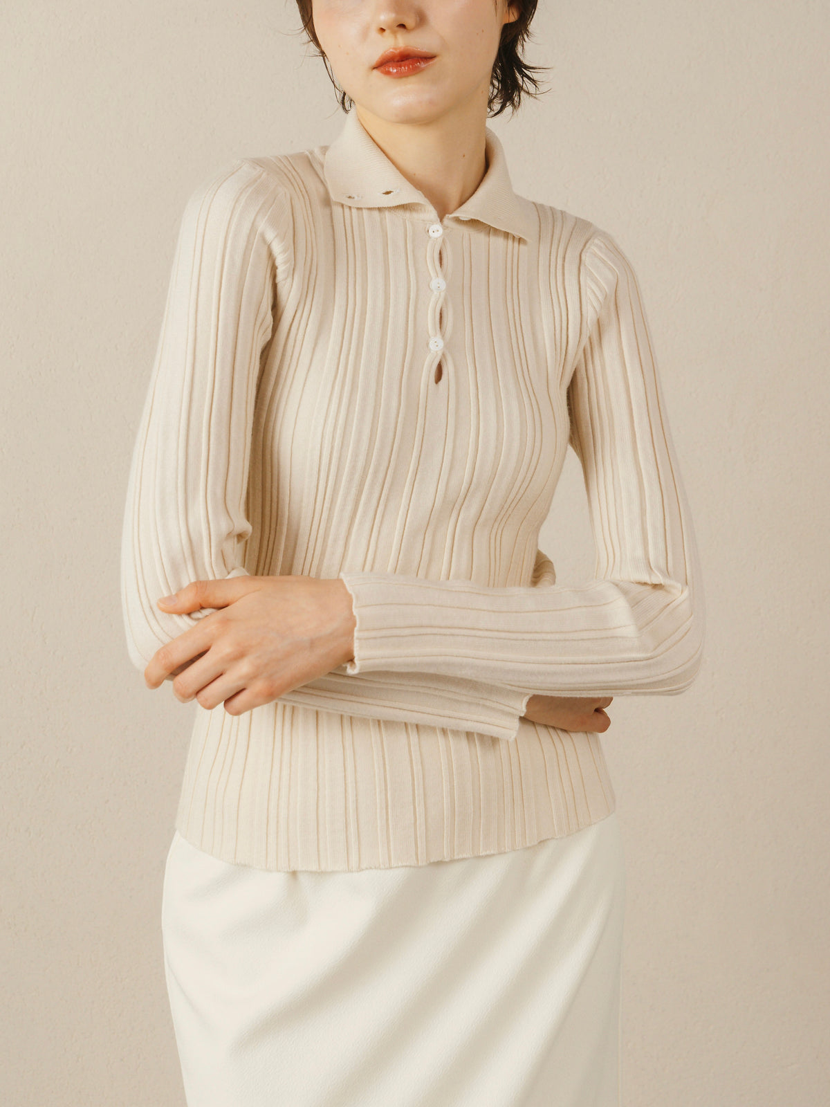 2-Way Neck Random Rib Knit