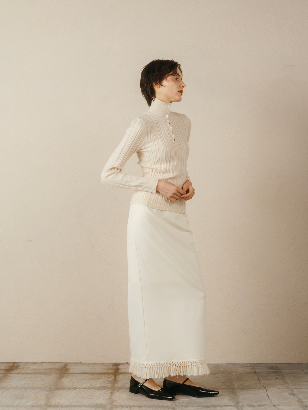 2-Way Neck Random Rib Knit