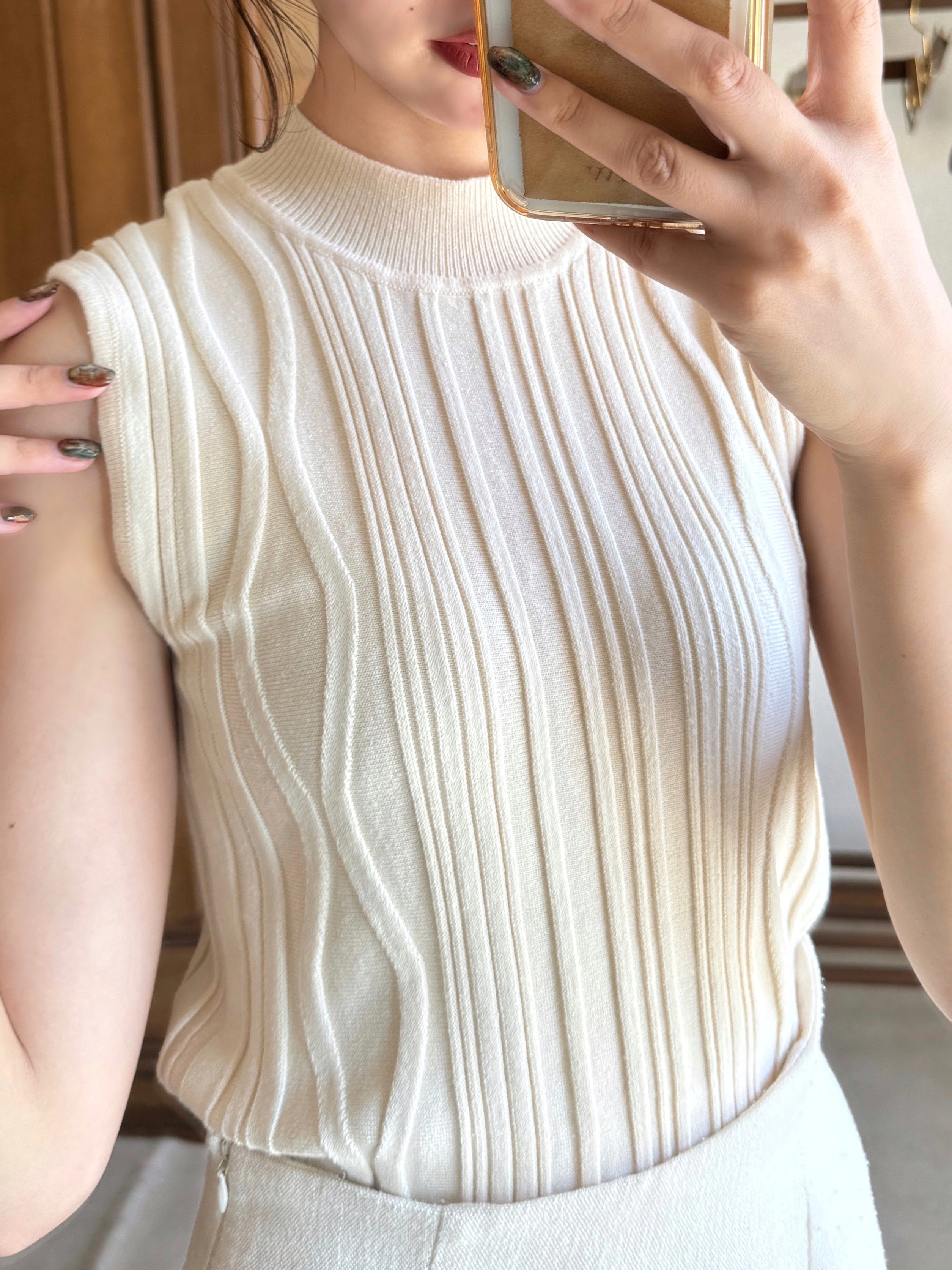 nuance knit tank-top / ivory