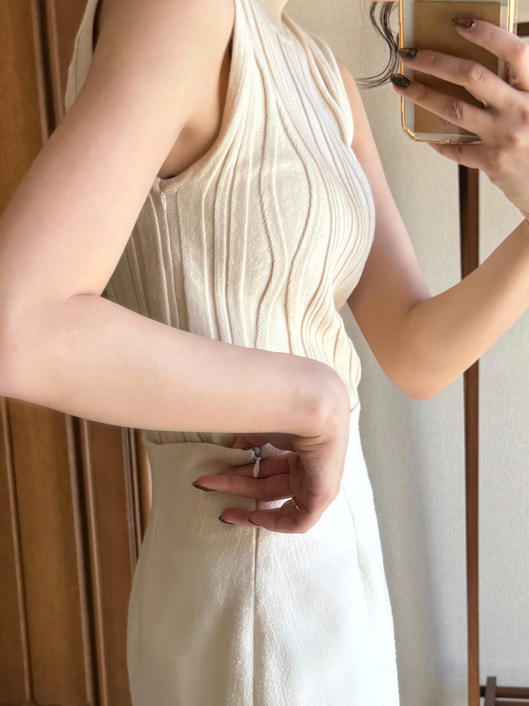 nuance knit tank-top / ivory