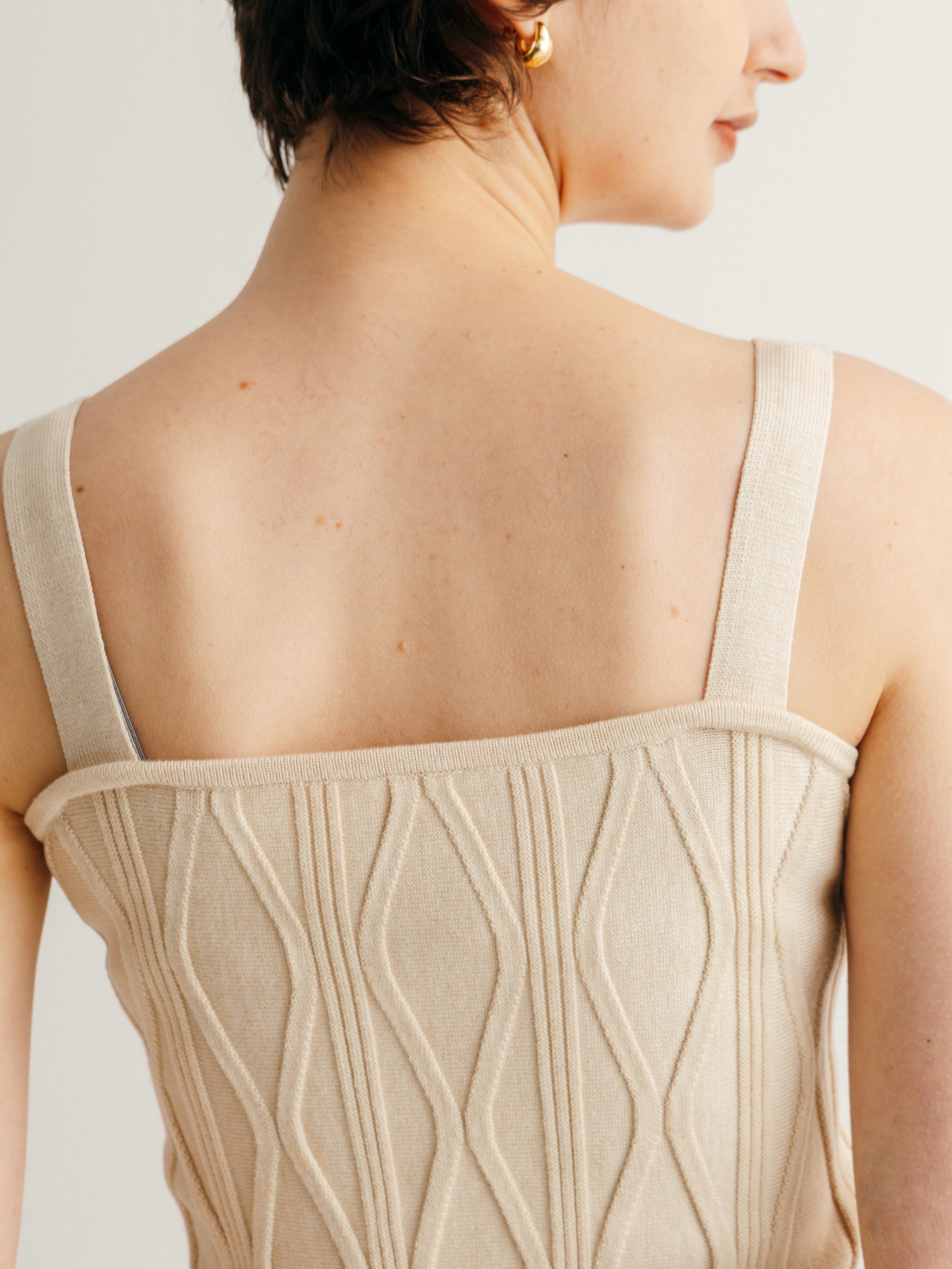 euw ○ wave design knit tank-top / ivory Tank-Top