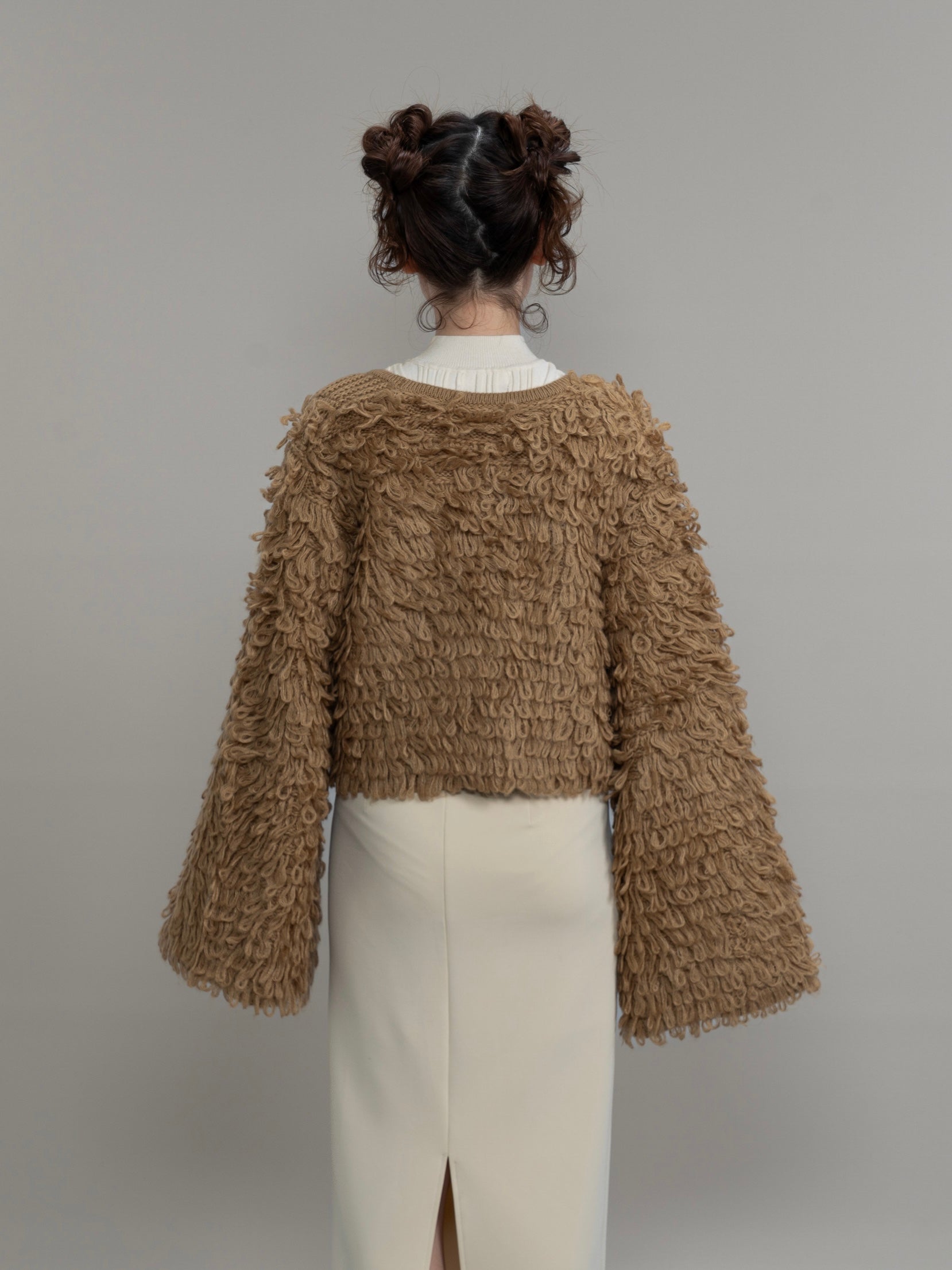 loop knit cardigan / brown