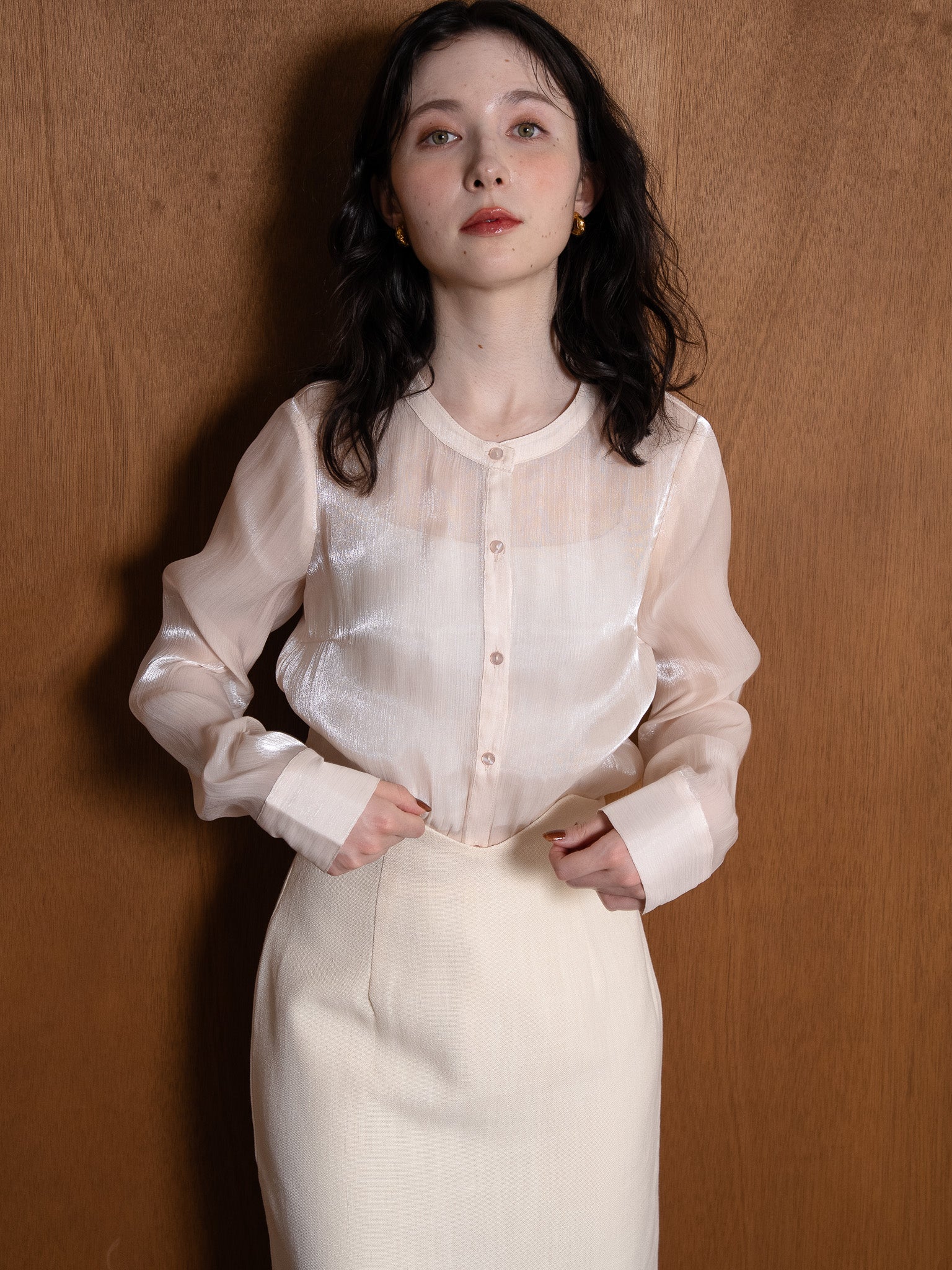 【新品タグ付き】euw nuance collar gilet / beige nuance collar gilet / beige