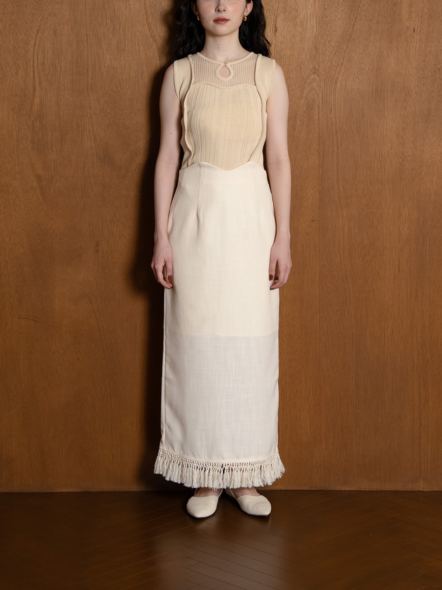 スカート euw fringe high waist skirt fringe high waist skirt / ivory