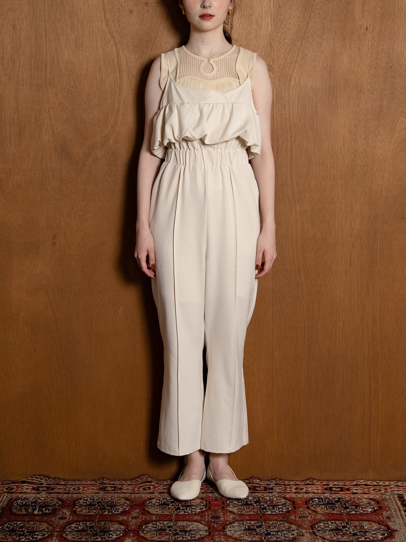 balloon camisole overalls / ivory