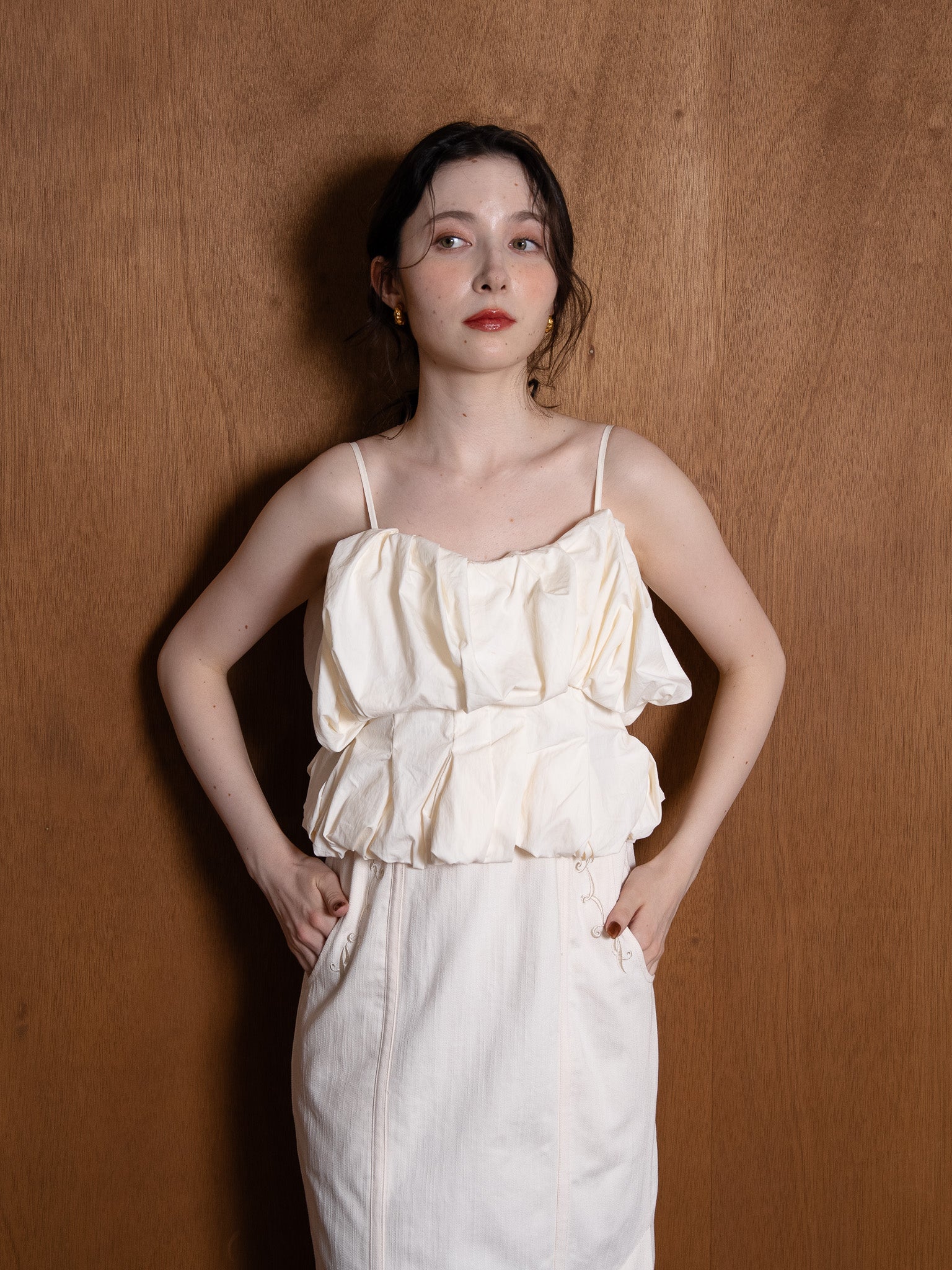 cotton swell cami one-piece / ivory