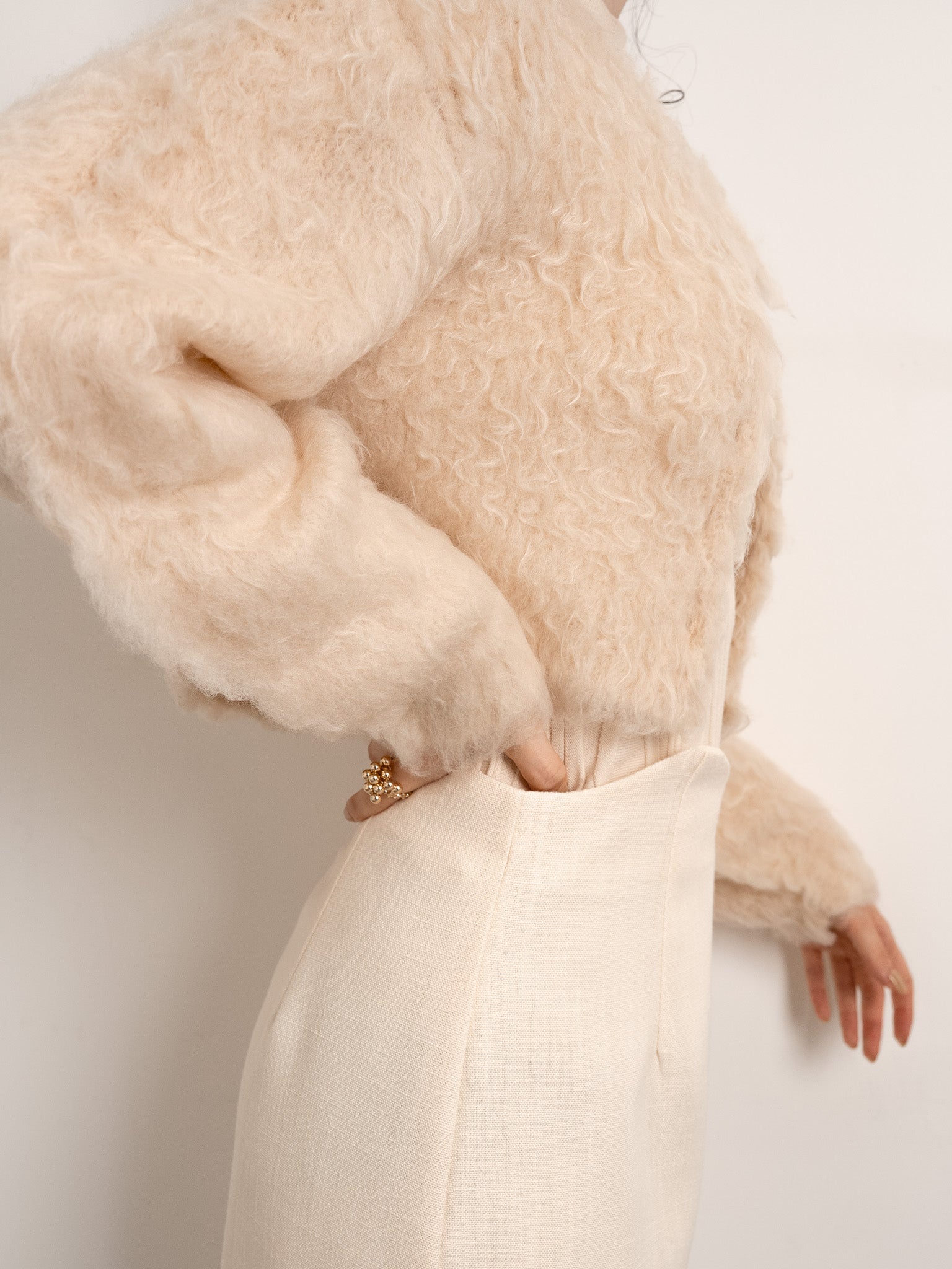 shaggy knit short cardigan