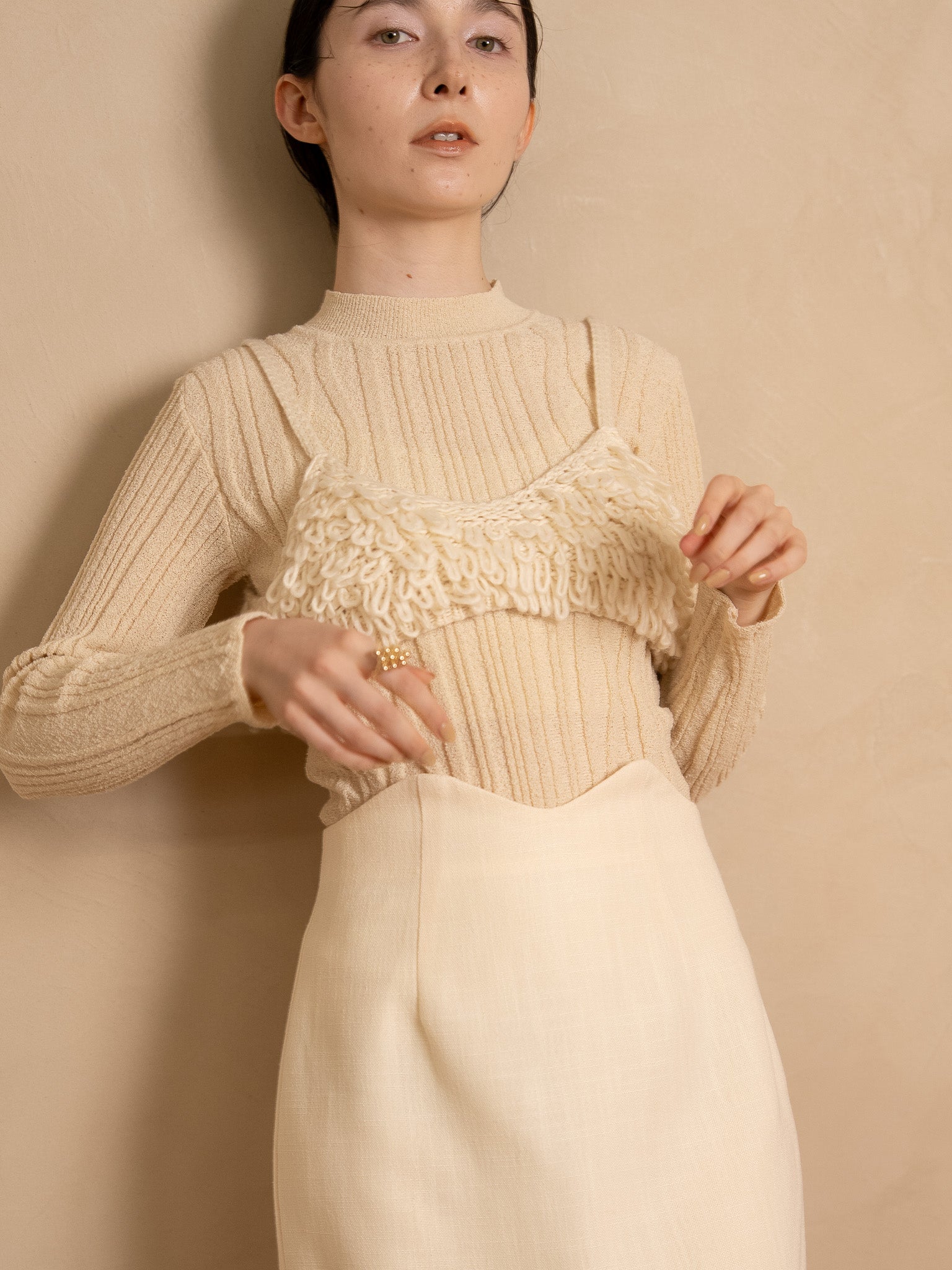 トップス euw rattan design knit bustier set ivory トップス euw rattan design knit bustier set ivory トップス euw