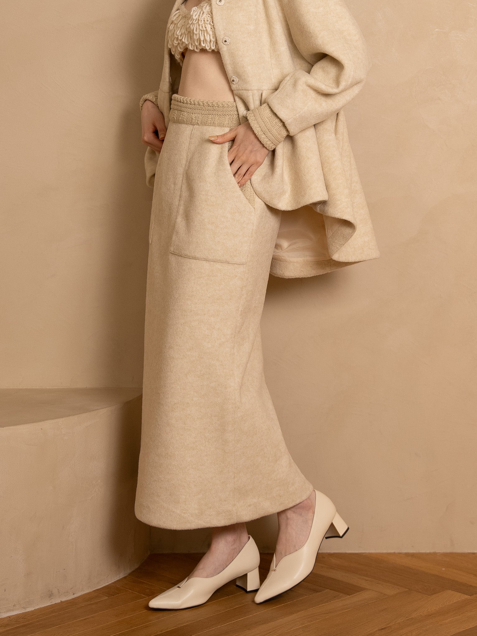 layered knit skirt