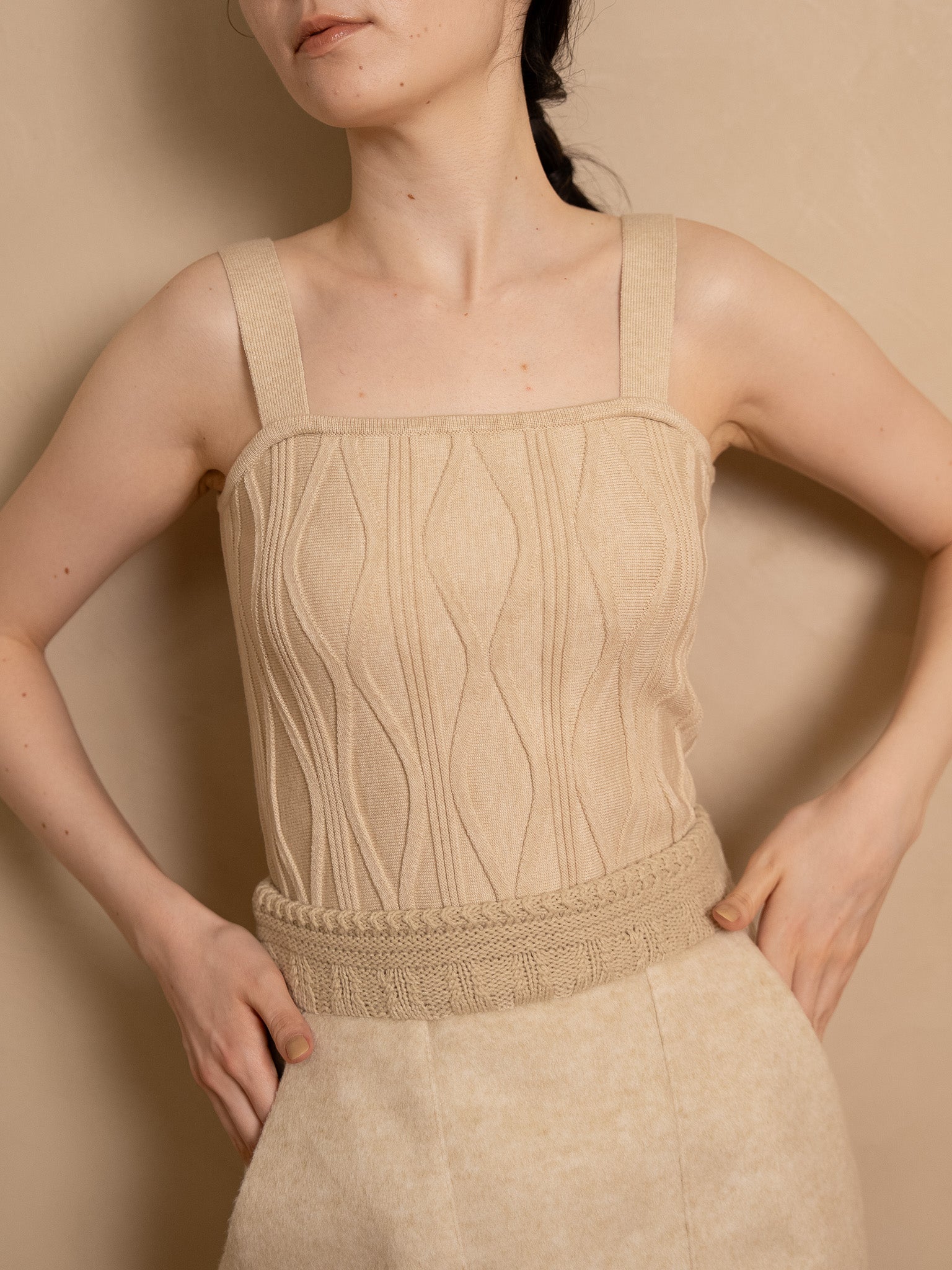 nuance square knit tank-top