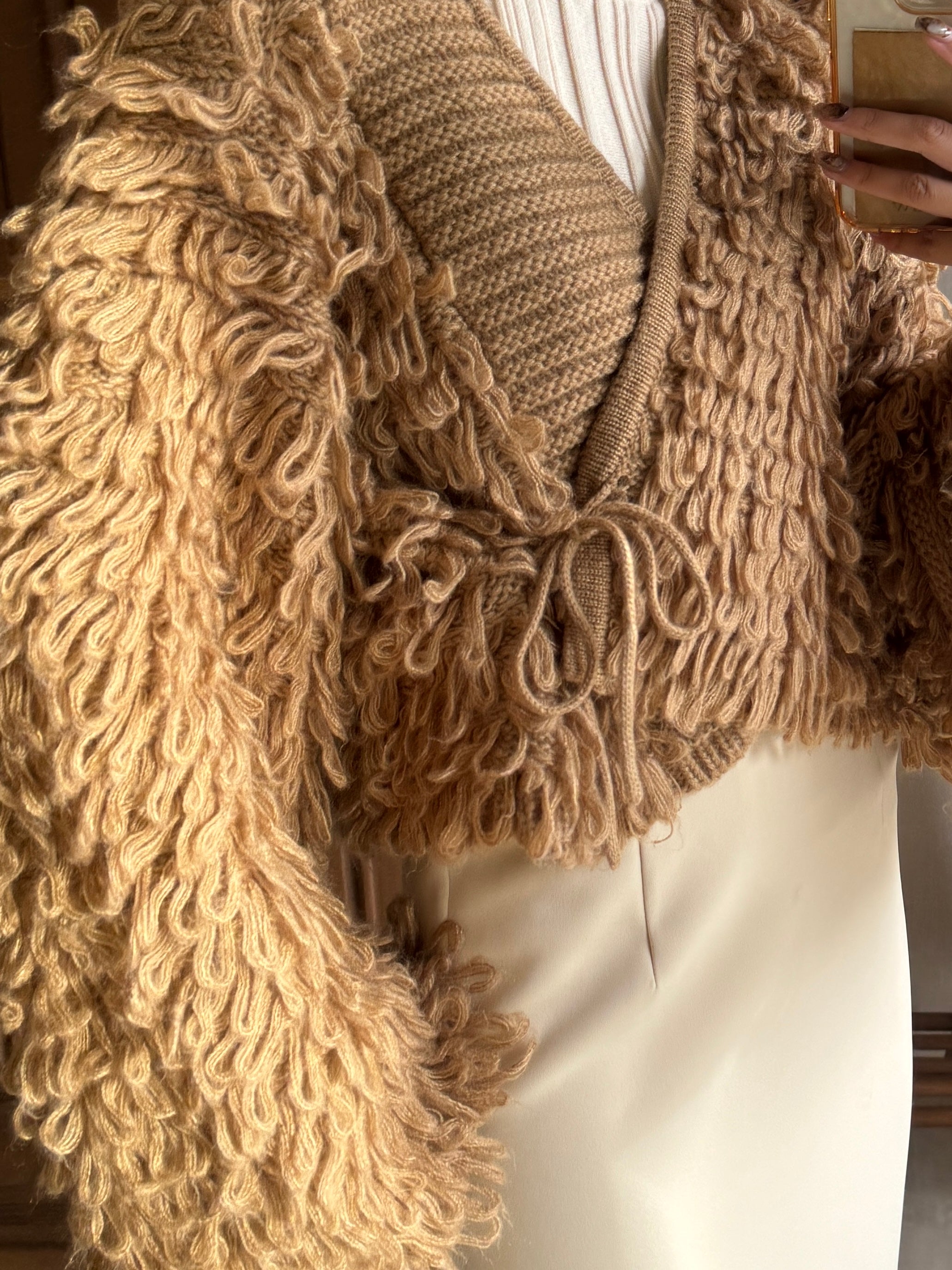 loop knit cardigan / brown