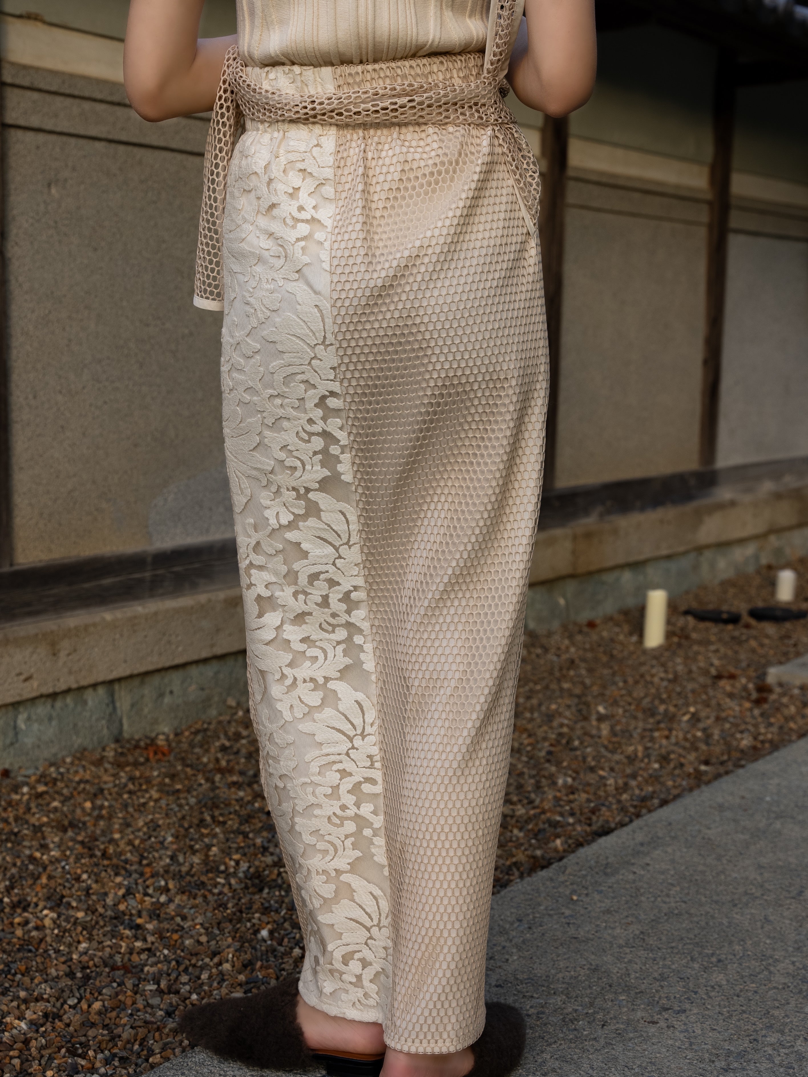 multi mesh skirt / beige