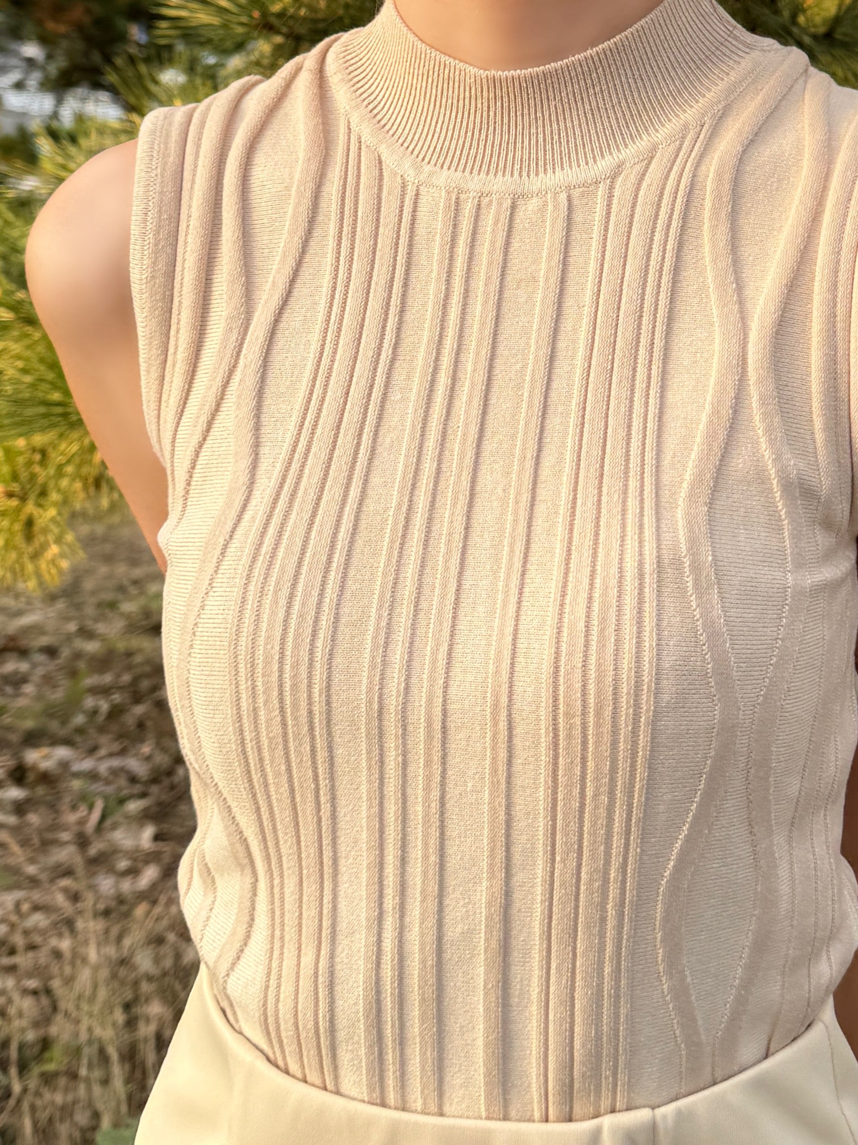 nuance knit tank-top / beige