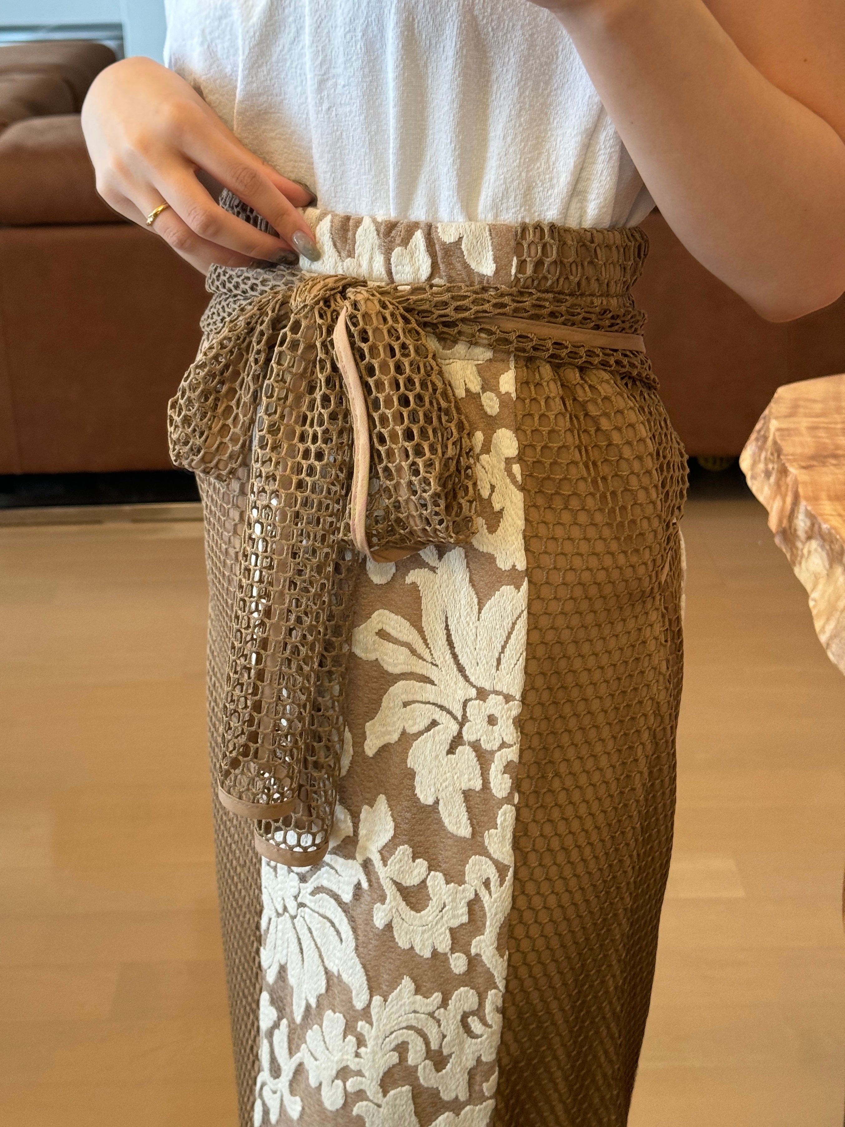 multi mesh skirt / brown