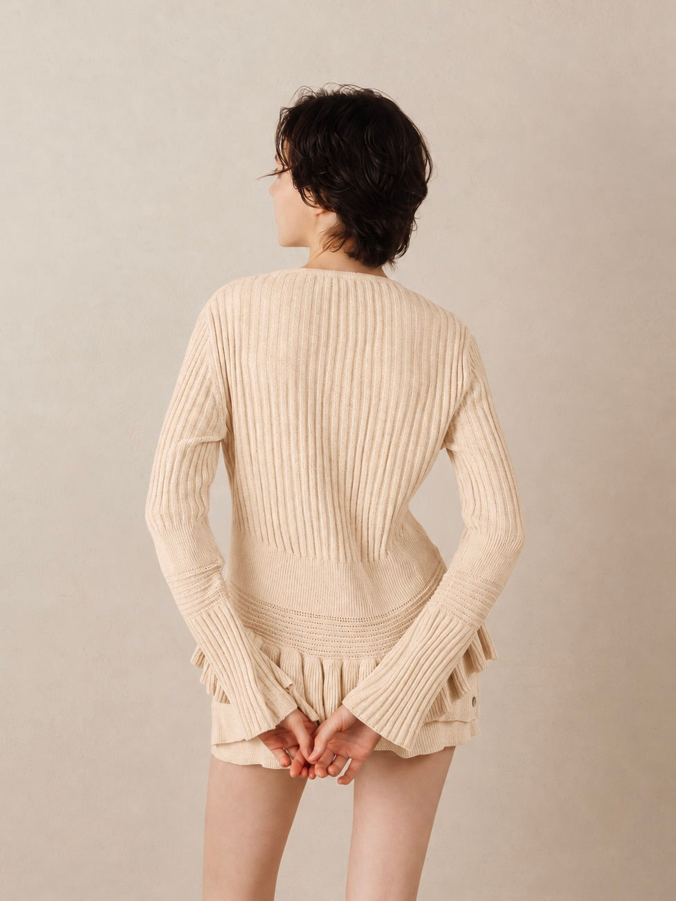 Frill Hem Chenille Cardigan