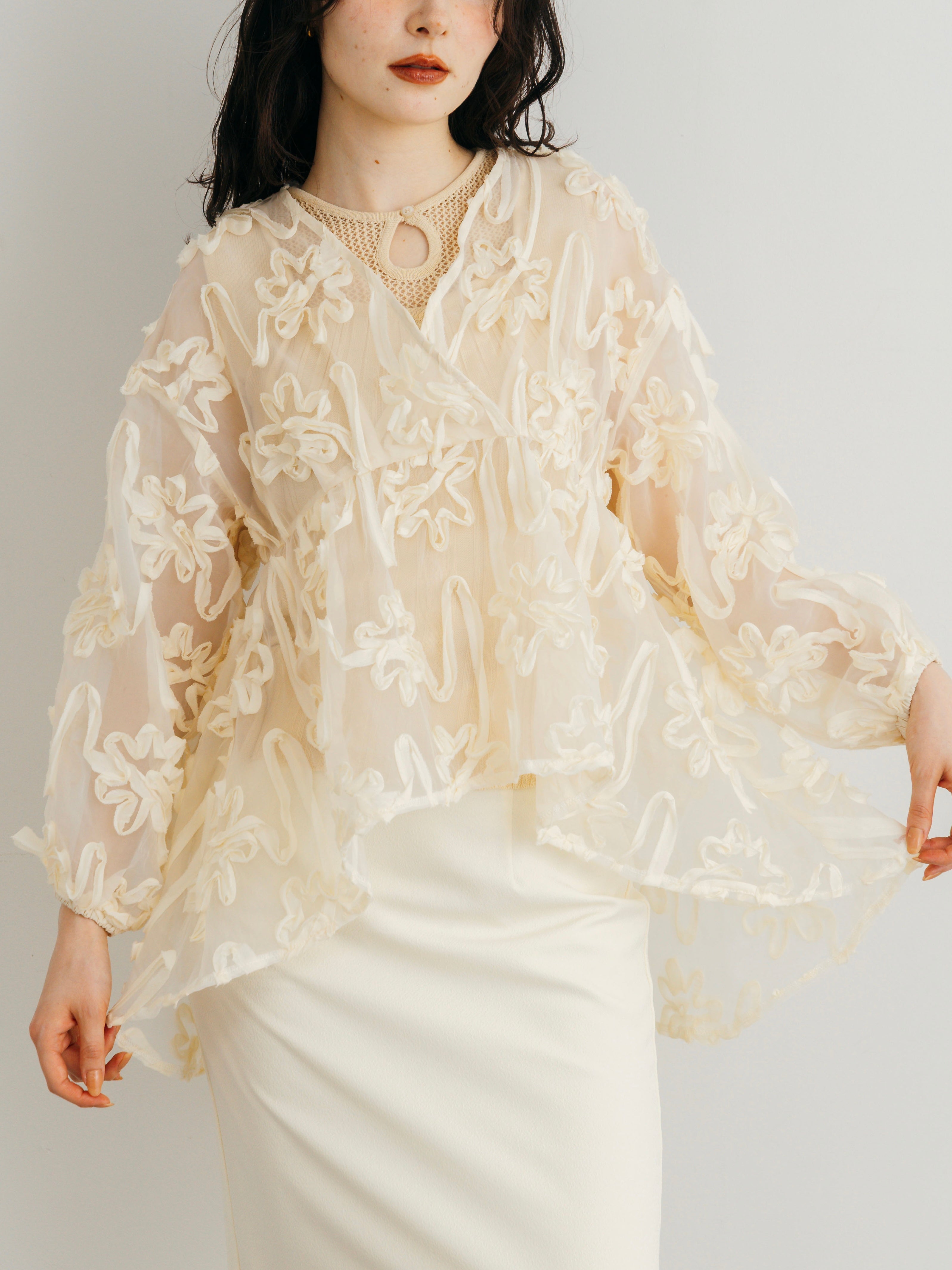 Flower Sheer Blouse