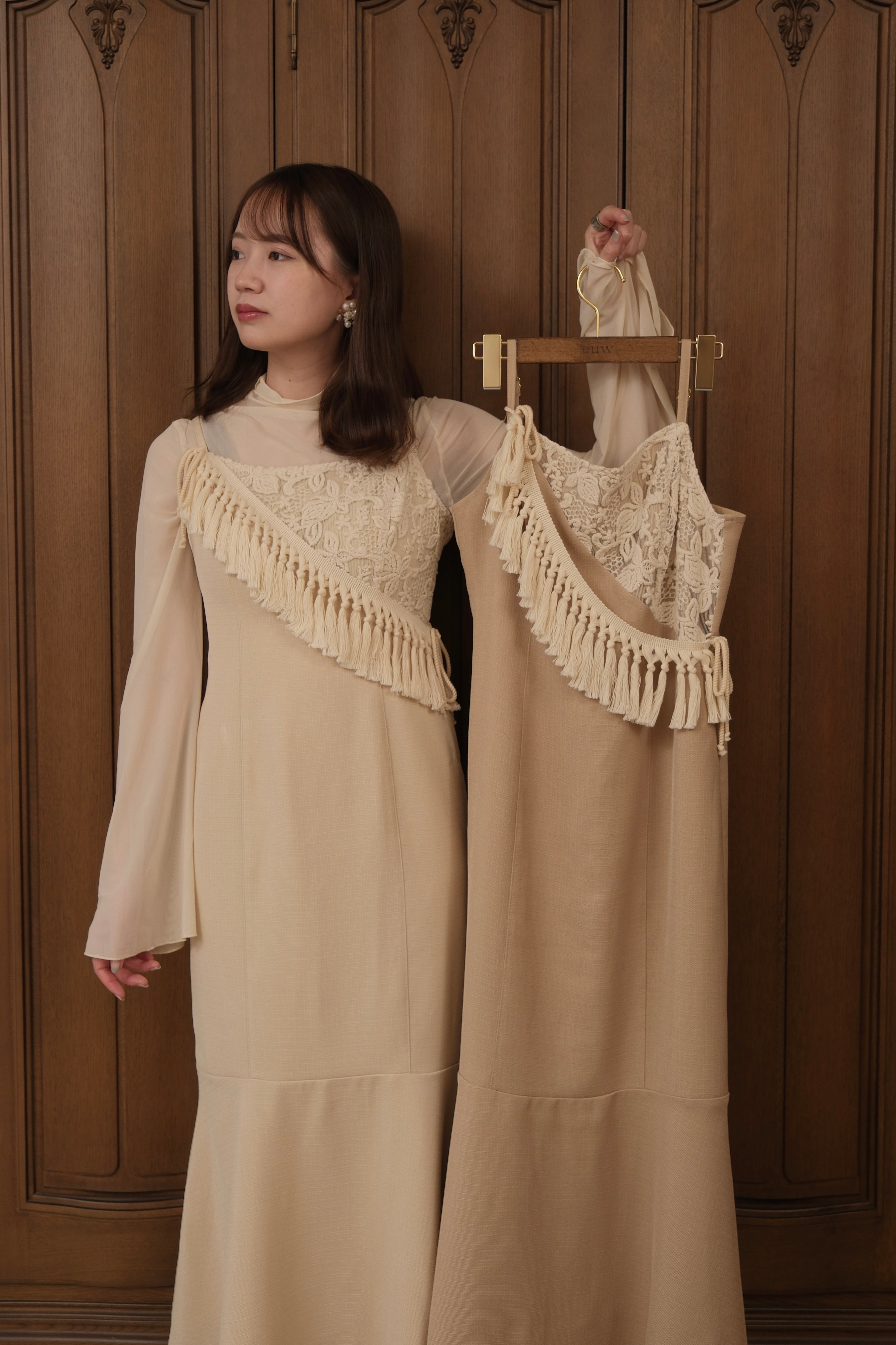 detachable fringe camisole one-piece