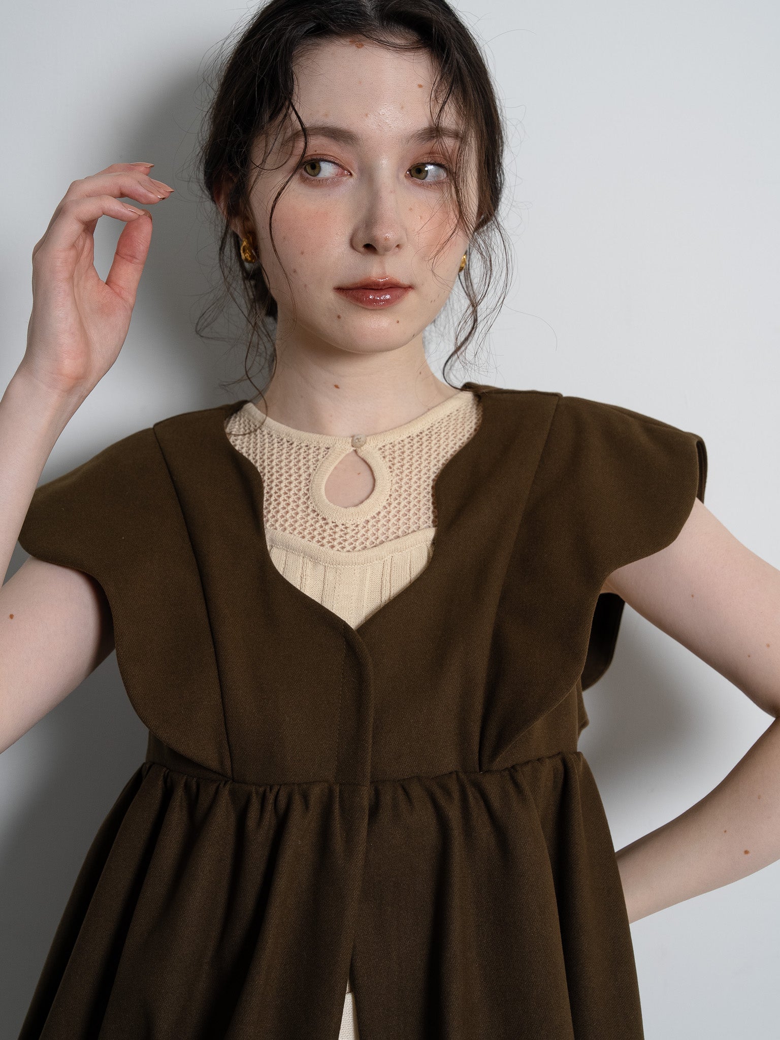 トップス euw nuance collar gilet nuance collar gilet / beige