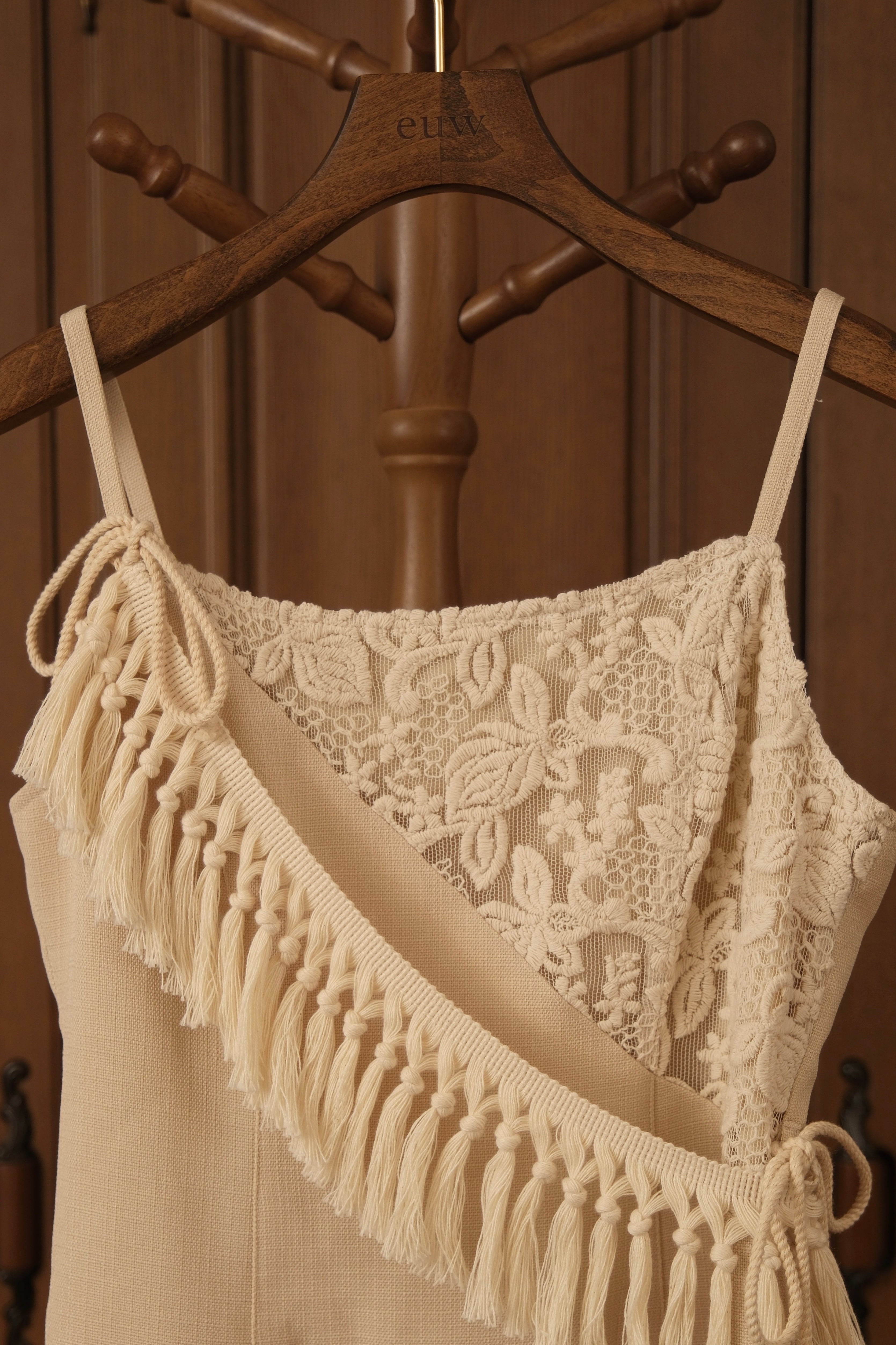 detachable fringe camisole one-piece