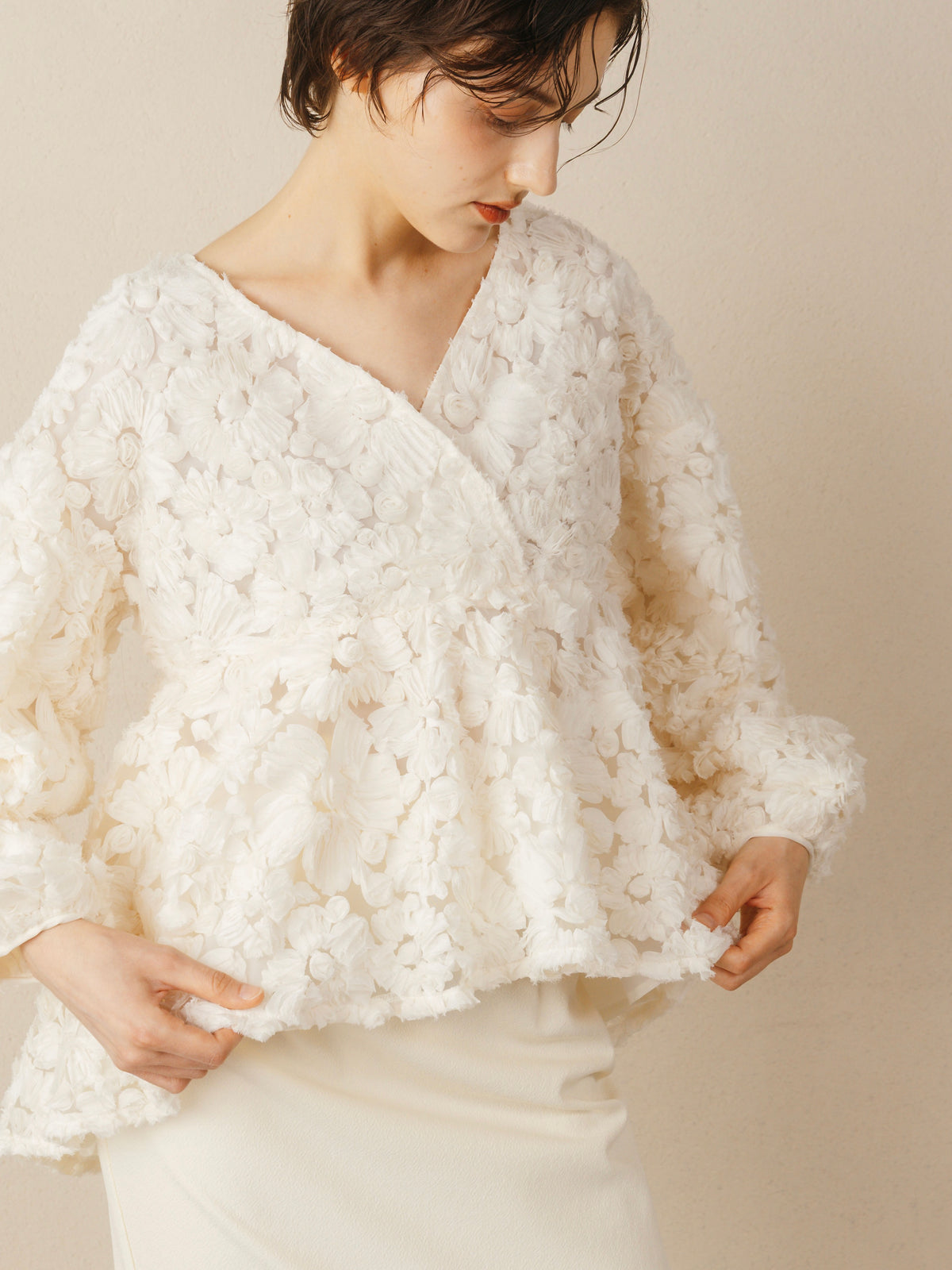Flower Motif  Gather Tops