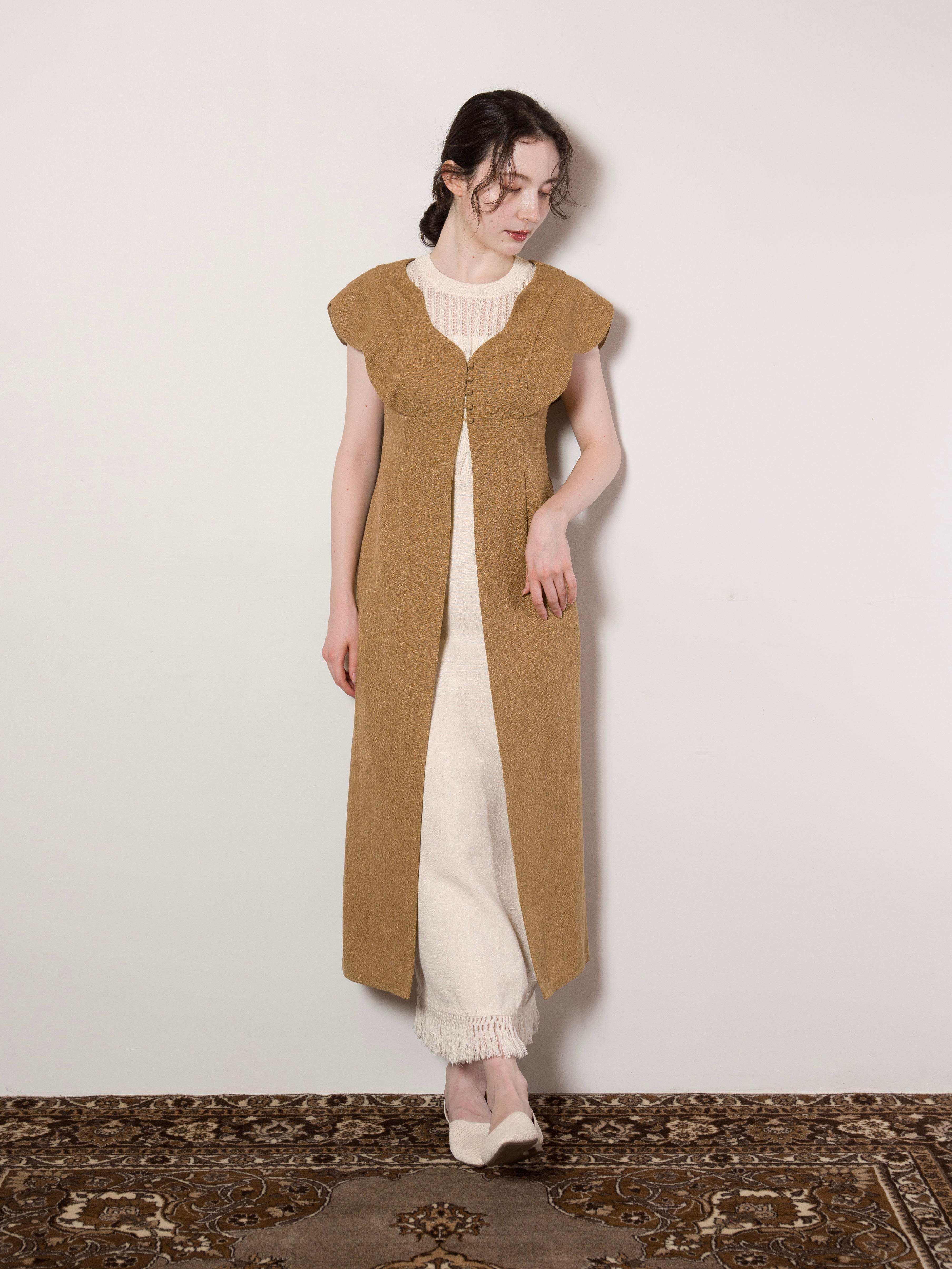 トップス euw nuance collar gilet beige nuance collar gilet / beige