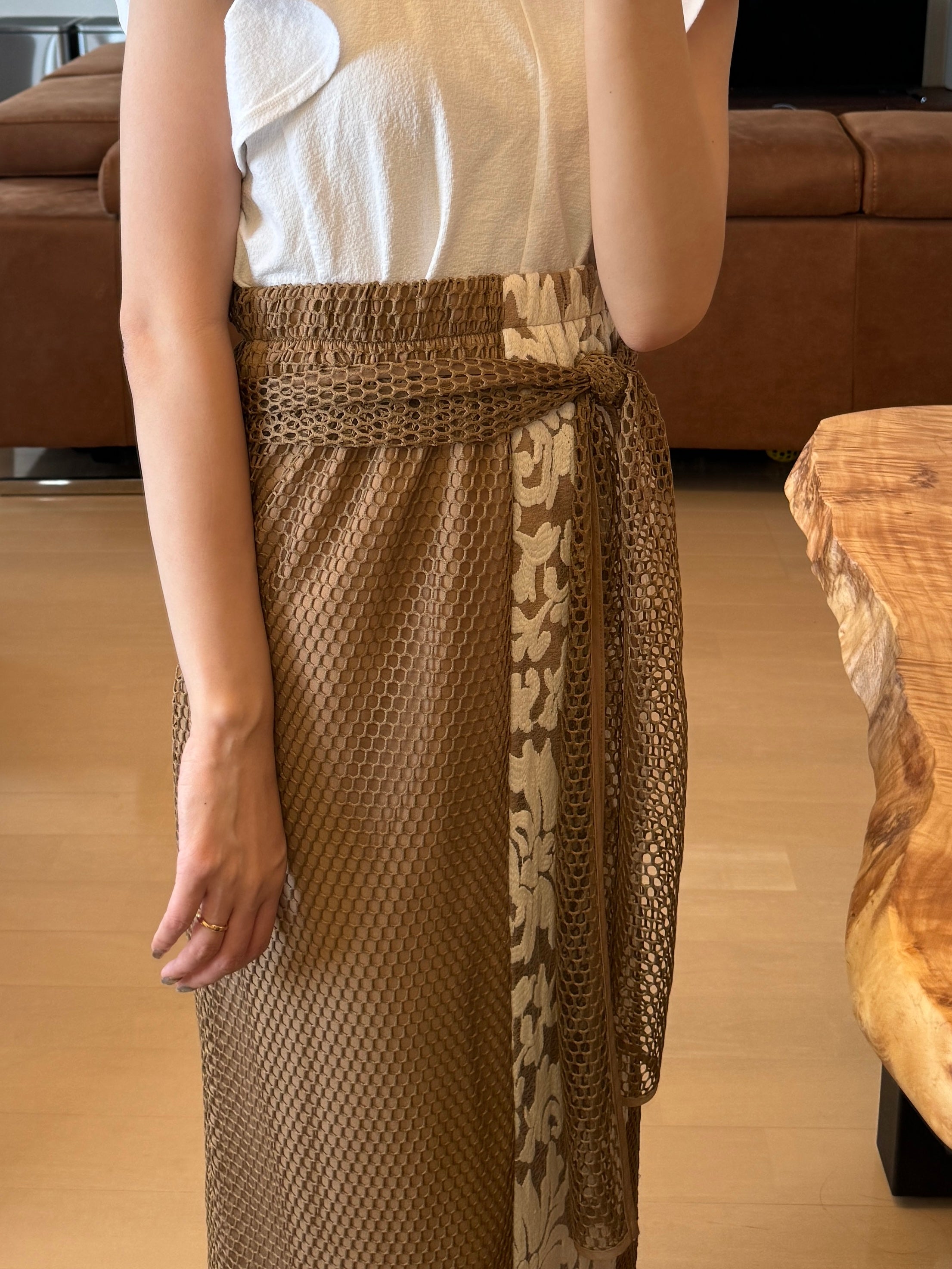 multi mesh skirt / brown