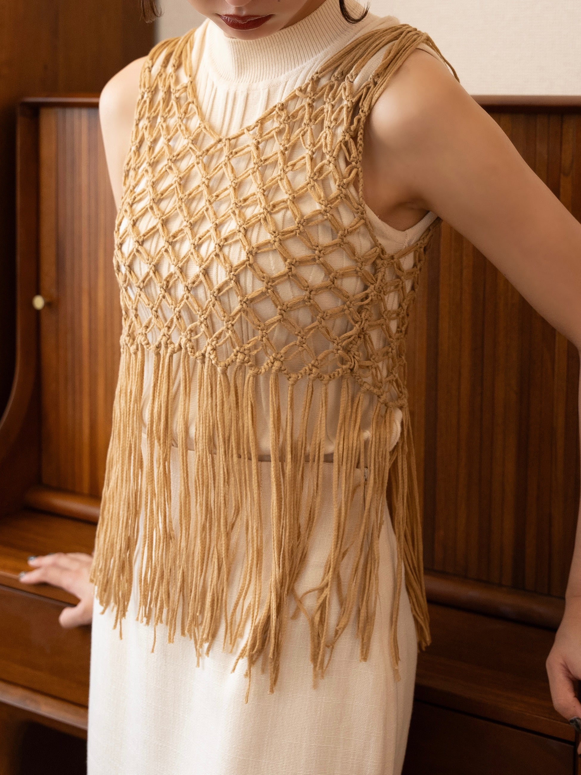 macrame knit bustier