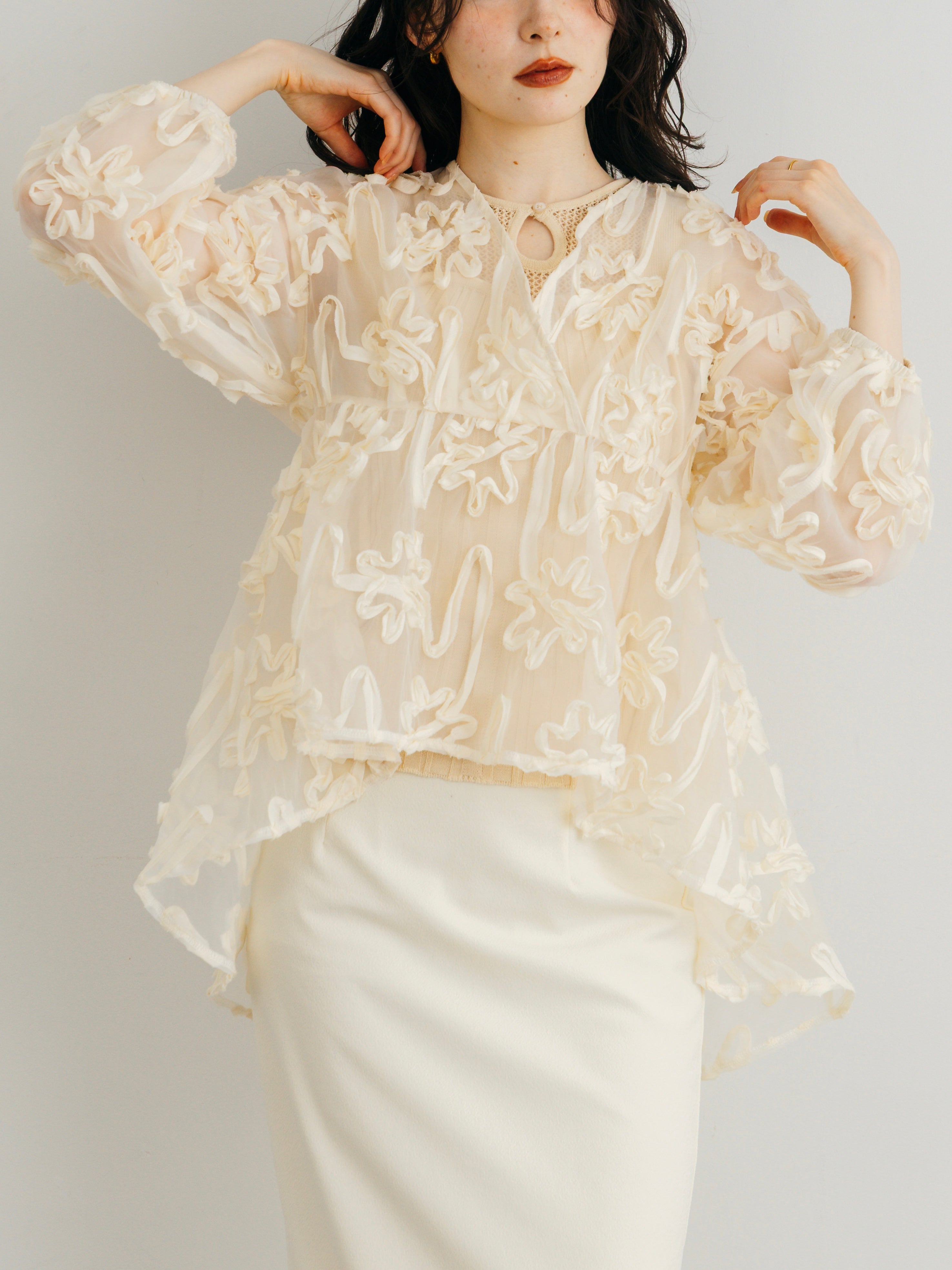 Flower Sheer Blouse