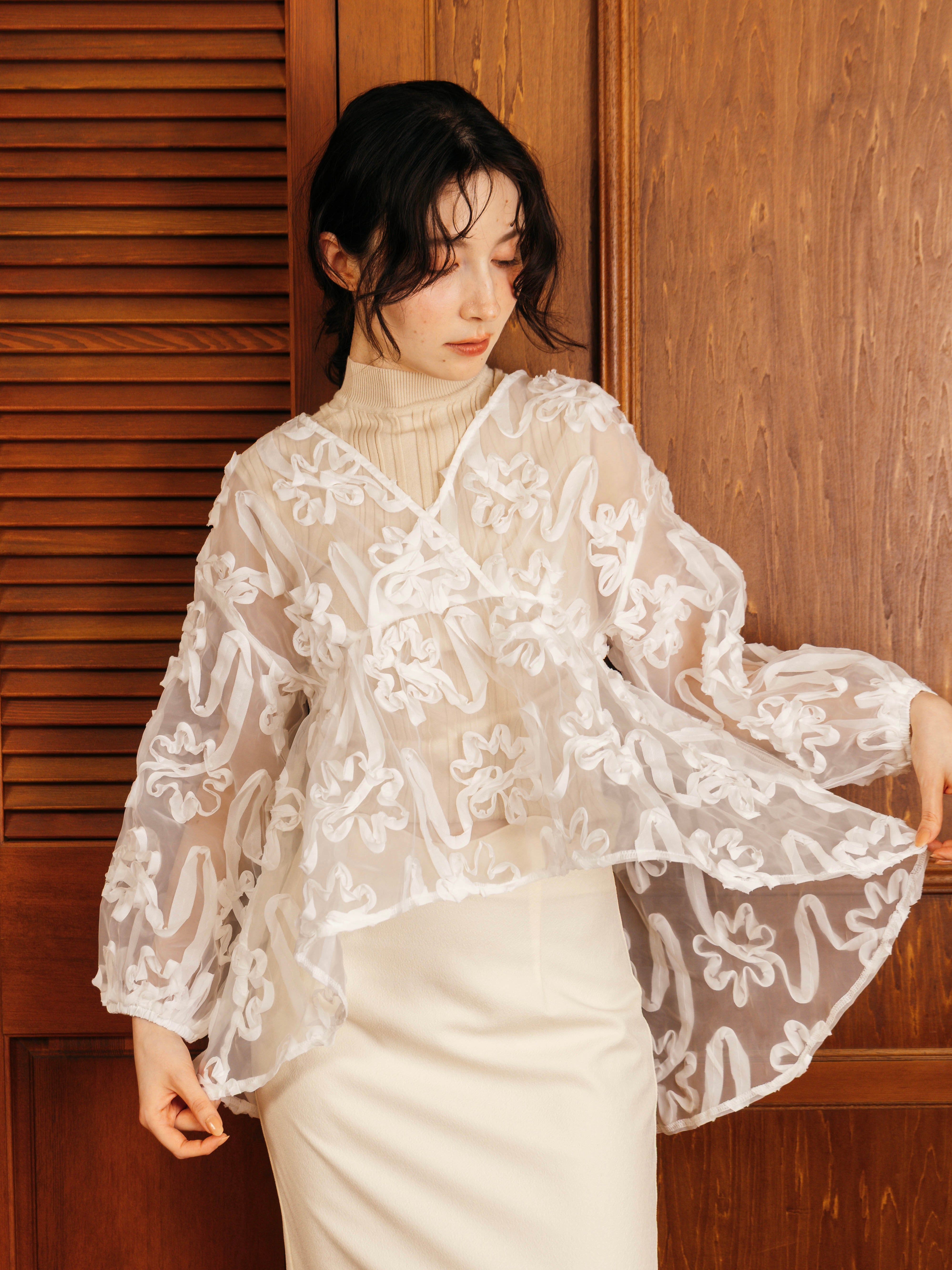 Flower Sheer Blouse