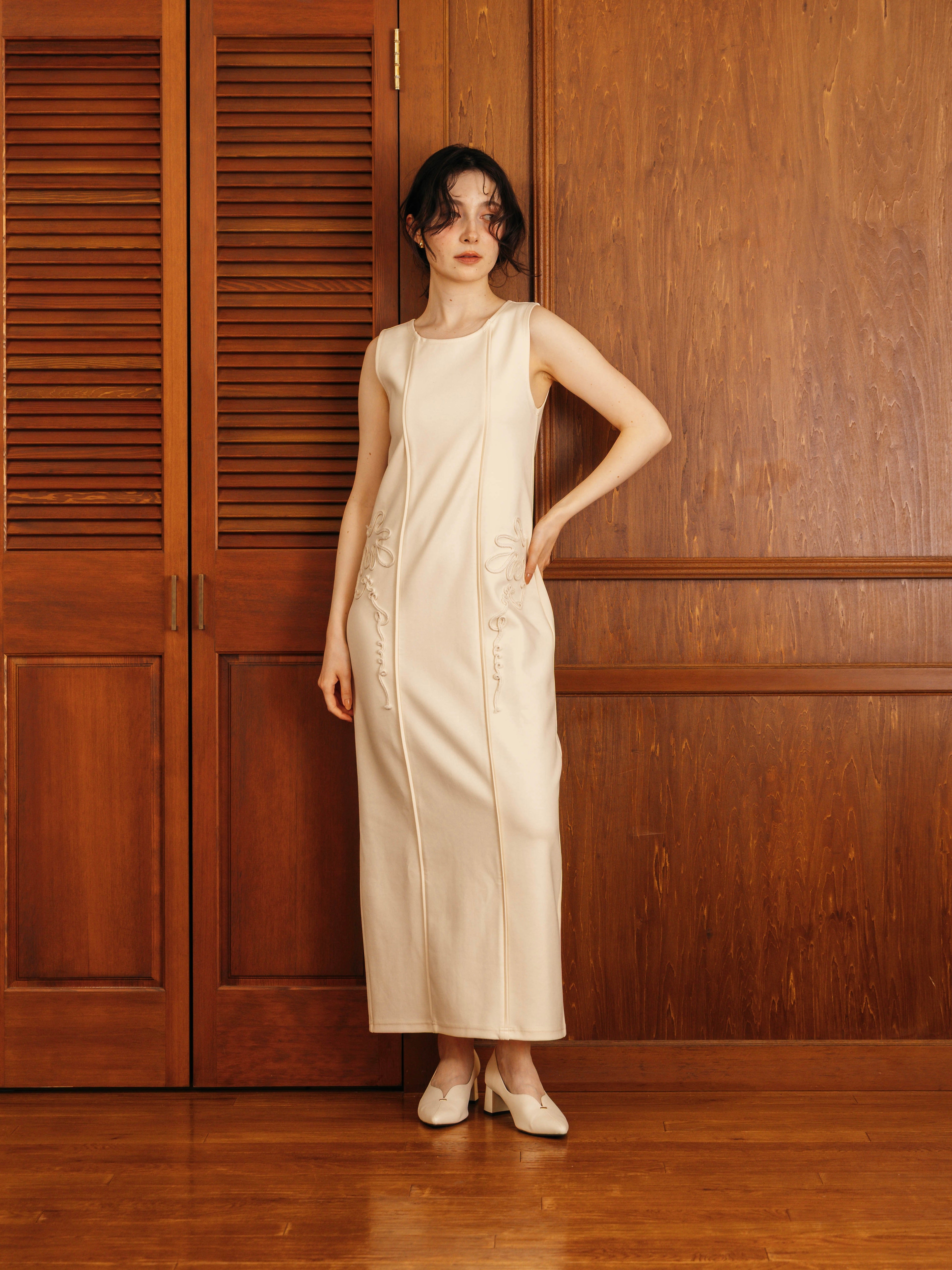 Code Motif Sleeveless One-Piece