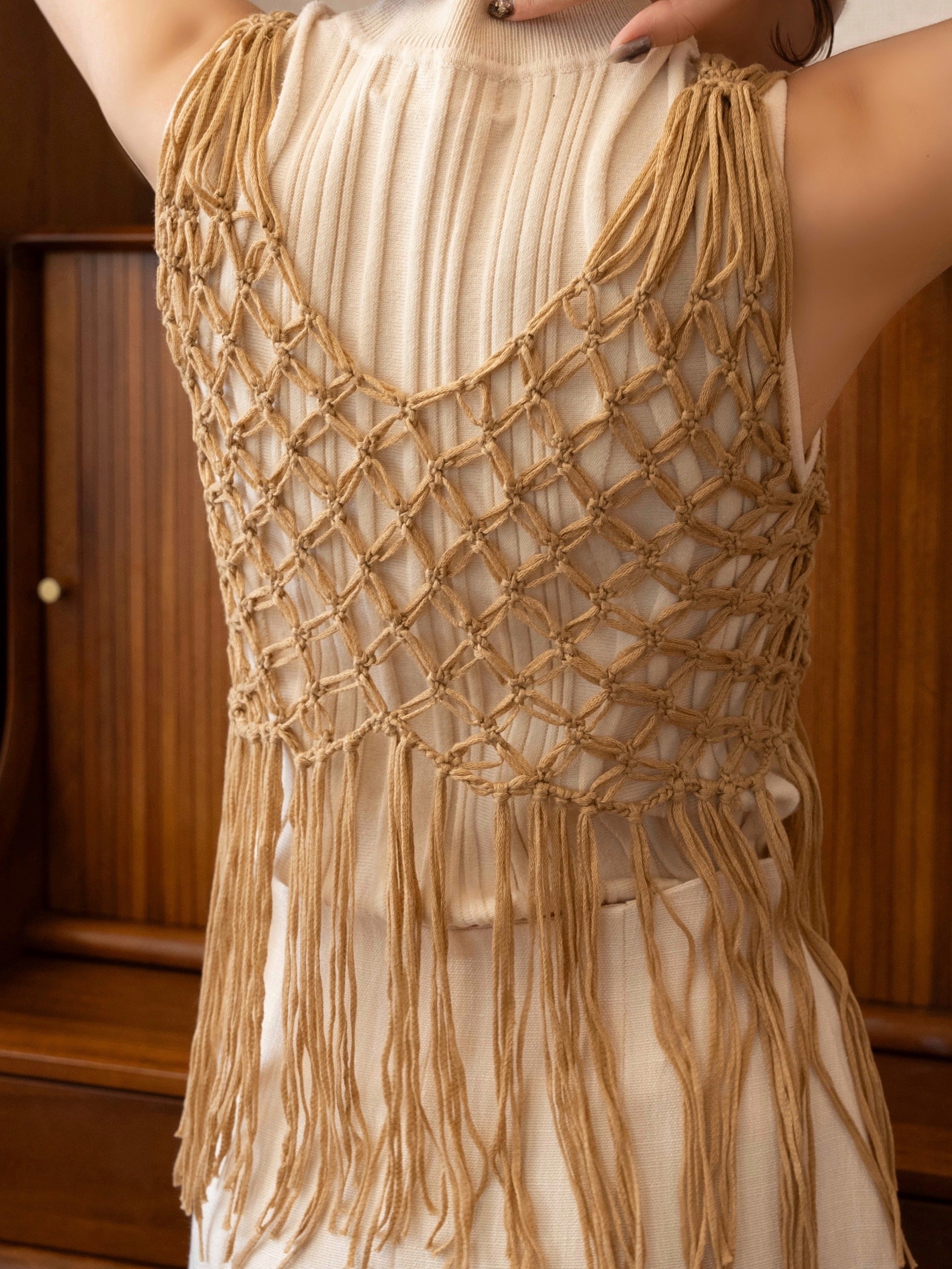 macrame knit bustier